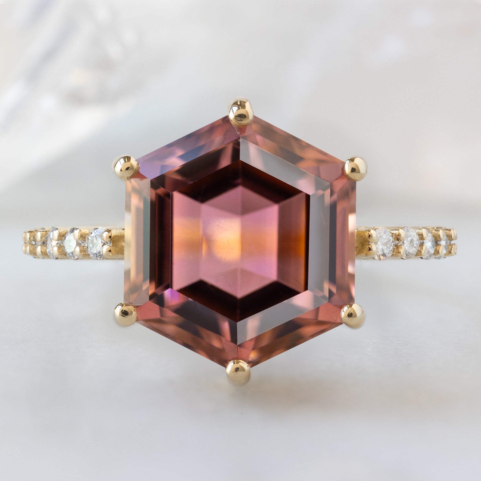 Alexis Russell  Engagement Rings The Luxe Willow Ring | 5.01ct Hexagon Tourmaline in 14K Yellow Gold