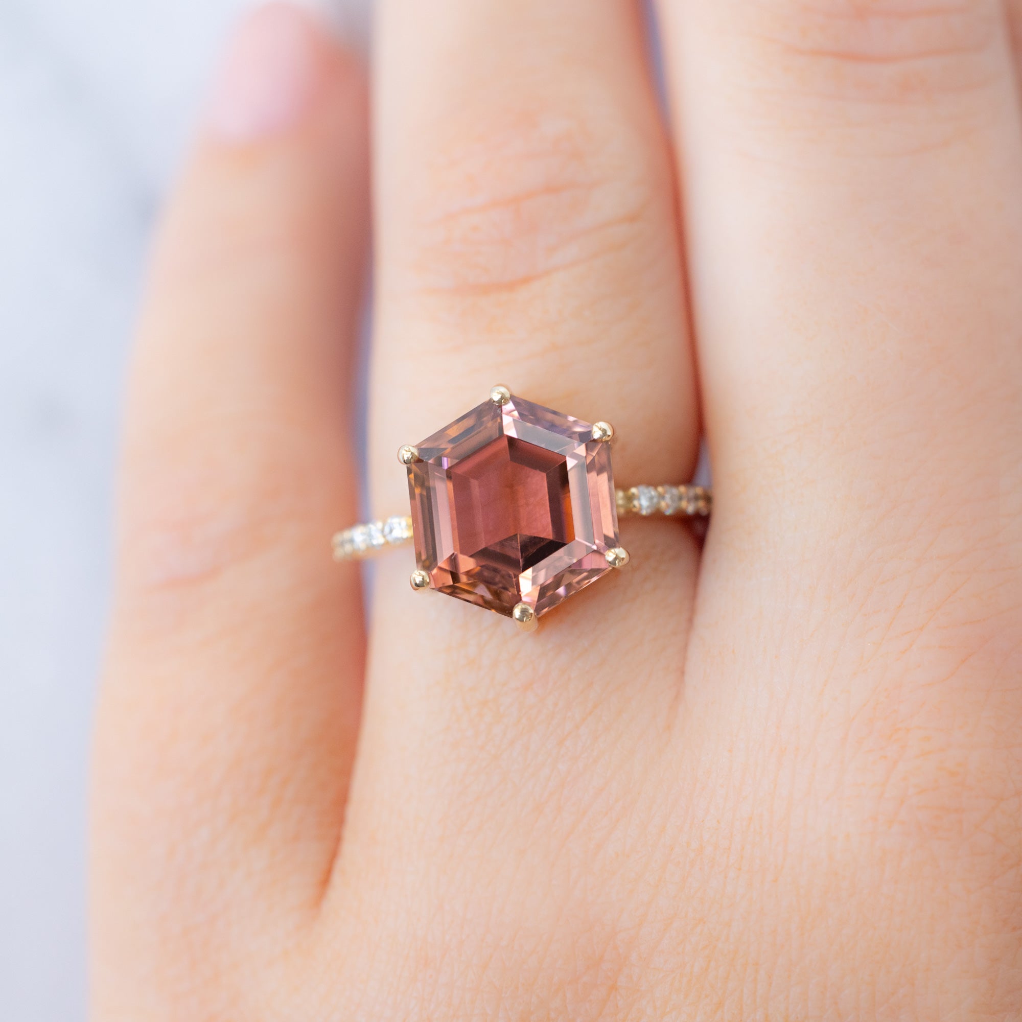 Alexis Russell  Engagement Rings The Luxe Willow Ring | 5.01ct Hexagon Tourmaline in 14K Yellow Gold