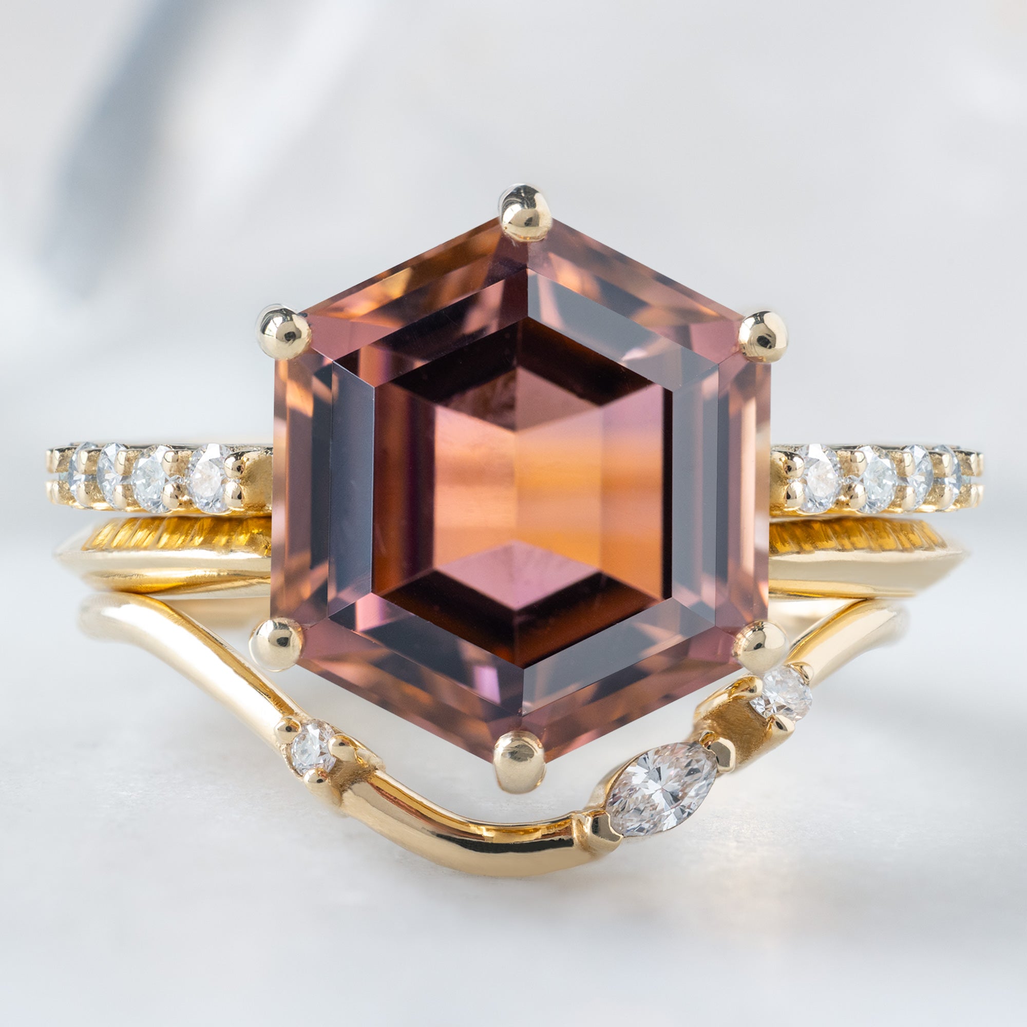 Alexis Russell  Engagement Rings The Luxe Willow Ring | 5.01ct Hexagon Tourmaline in 14K Yellow Gold