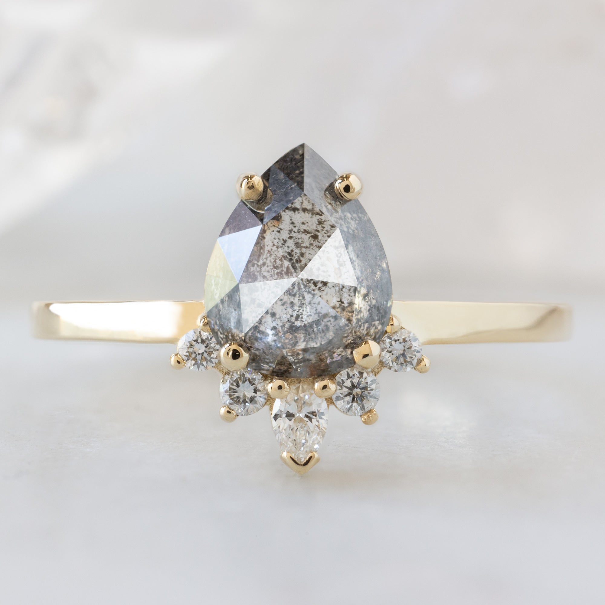 Alexis Russell  Engagement Rings The Aster Ring | 1.35ct Pear Salt and Pepper Diamond in 14K Yellow Gold