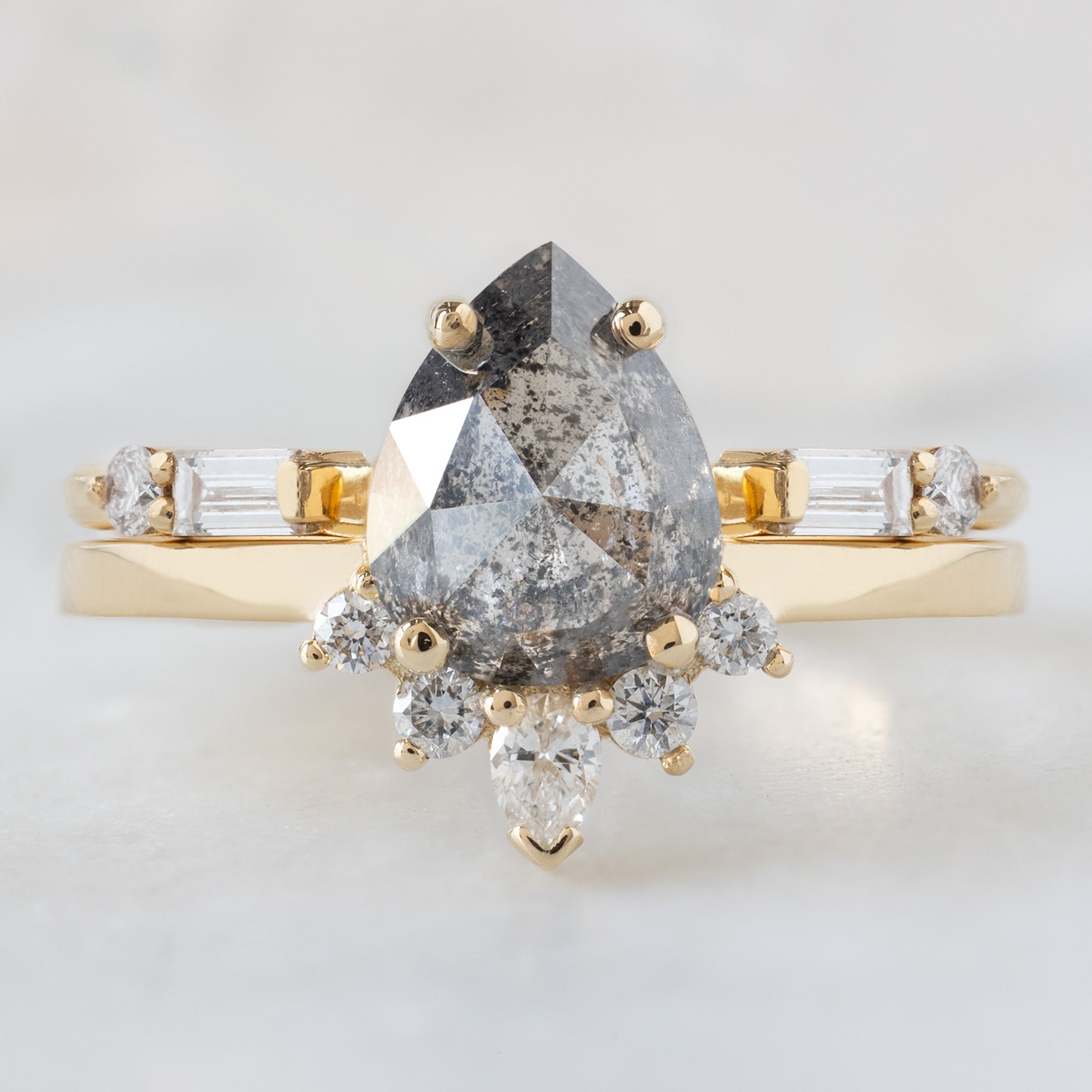 Alexis Russell  Engagement Rings The Aster Ring | 1.35ct Pear Salt and Pepper Diamond in 14K Yellow Gold