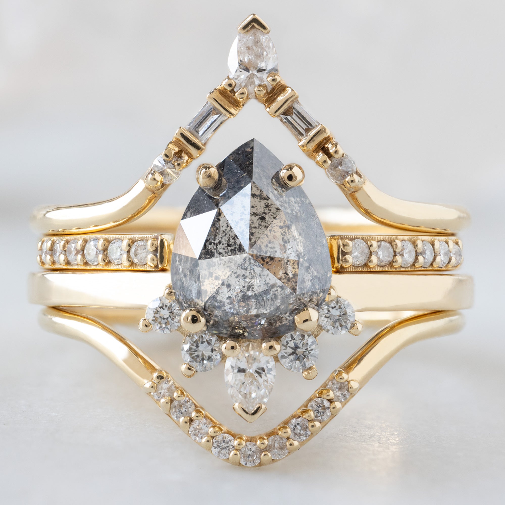 Alexis Russell  Engagement Rings The Aster Ring | 1.35ct Pear Salt and Pepper Diamond in 14K Yellow Gold
