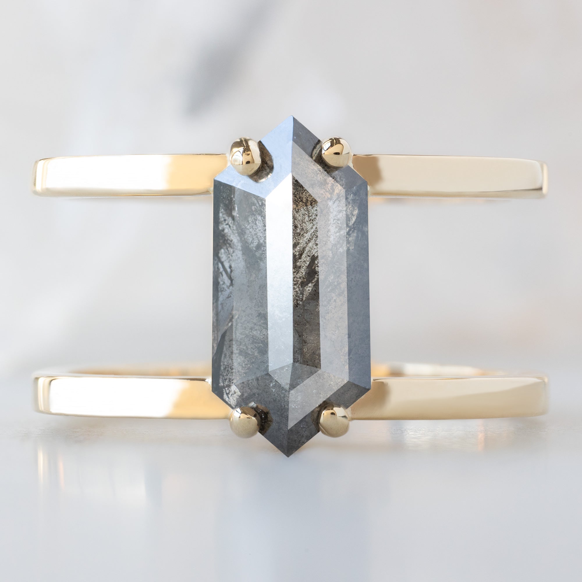 Alexis Russell  Engagement Rings The Poppy Ring | 1.57ct Hexagon Salt and Pepper Diamond in 14K Yellow Gold