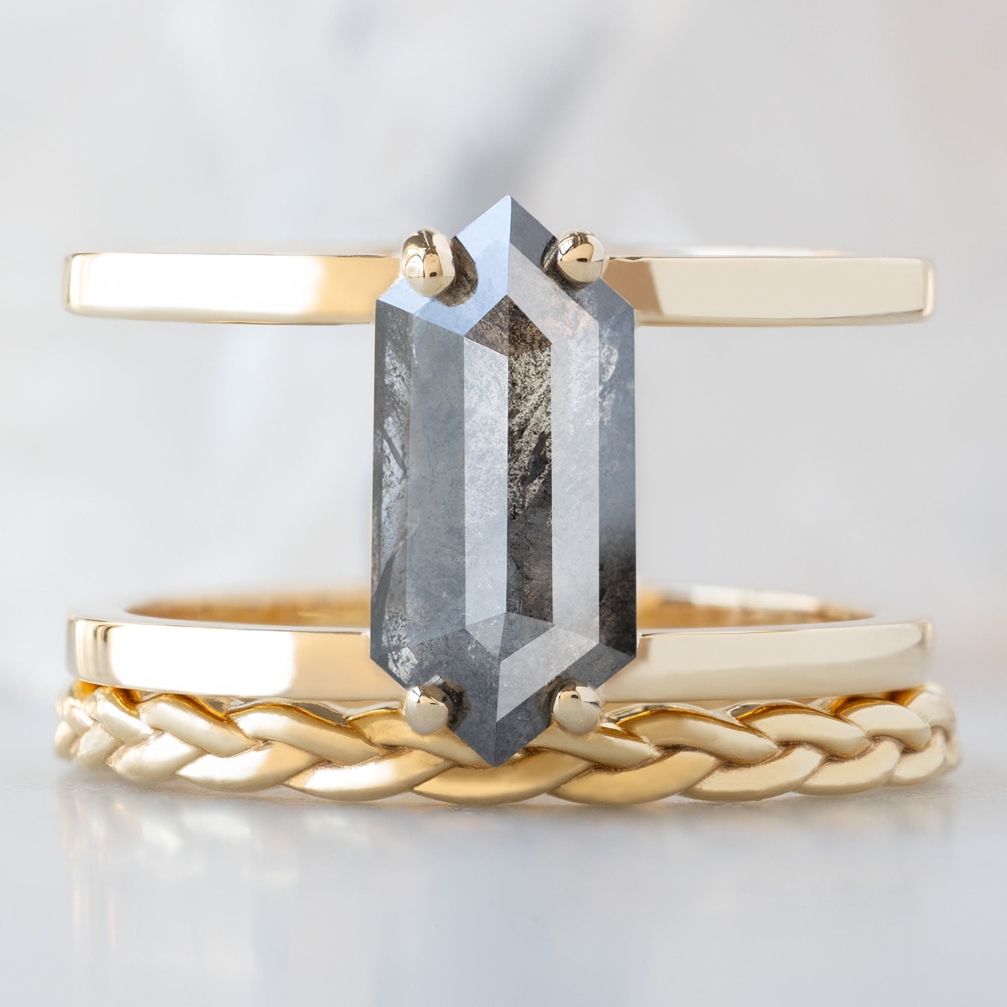 Alexis Russell  Engagement Rings The Poppy Ring | 1.57ct Hexagon Salt and Pepper Diamond in 14K Yellow Gold