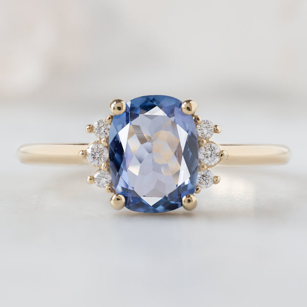 Alexis Russell  Engagement Rings The Sunflower Ring | 1.02ct Cushion Cut Tanzanite in 14K Yellow Gold