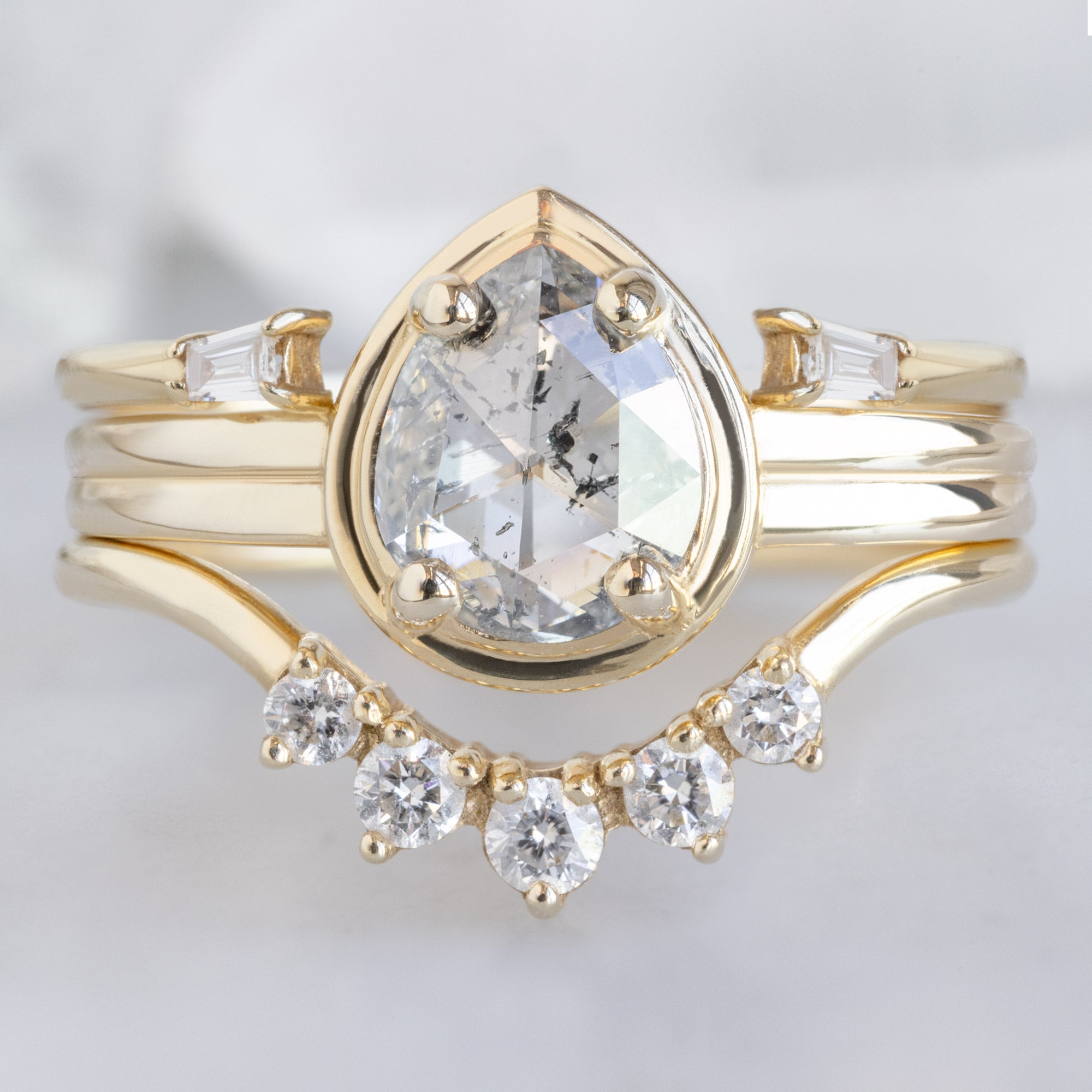 buy:open-cuff-baguette-white-diamond-stacking-band-14k-or-18k-yellow-gold,the-stratum-ring-91ct-pear-salt-and-pepper-diamond-in-14k-yellow-gold,round-white-diamond-sunburst-stacking-band-14k-or-18k-yellow-gold
