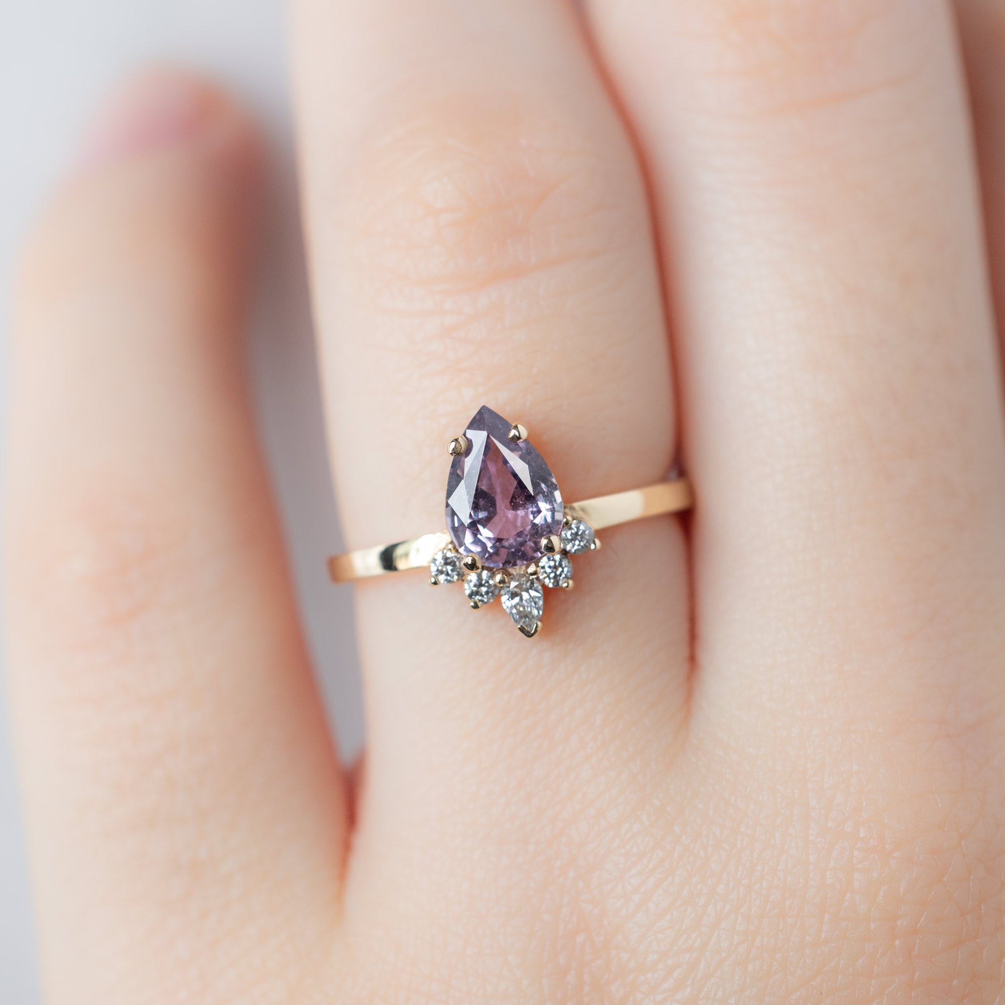 Alexis Russell  Engagement Rings The Aster Ring | 1.06ct Pear Purple Sapphire in 14K Yellow Gold