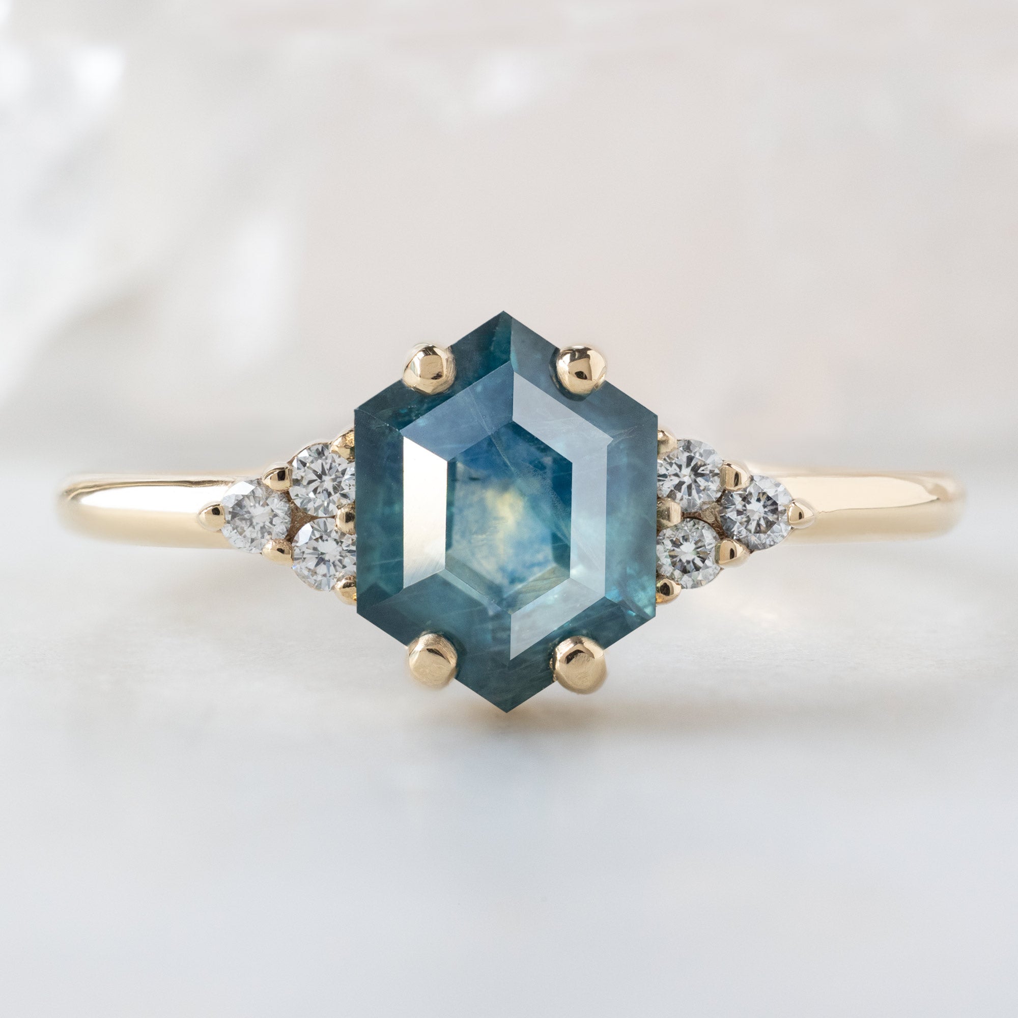 Alexis Russell  Engagement Rings The Ivy Ring | 1.22ct Hexagon Blue Sapphire in 14K Yellow Gold