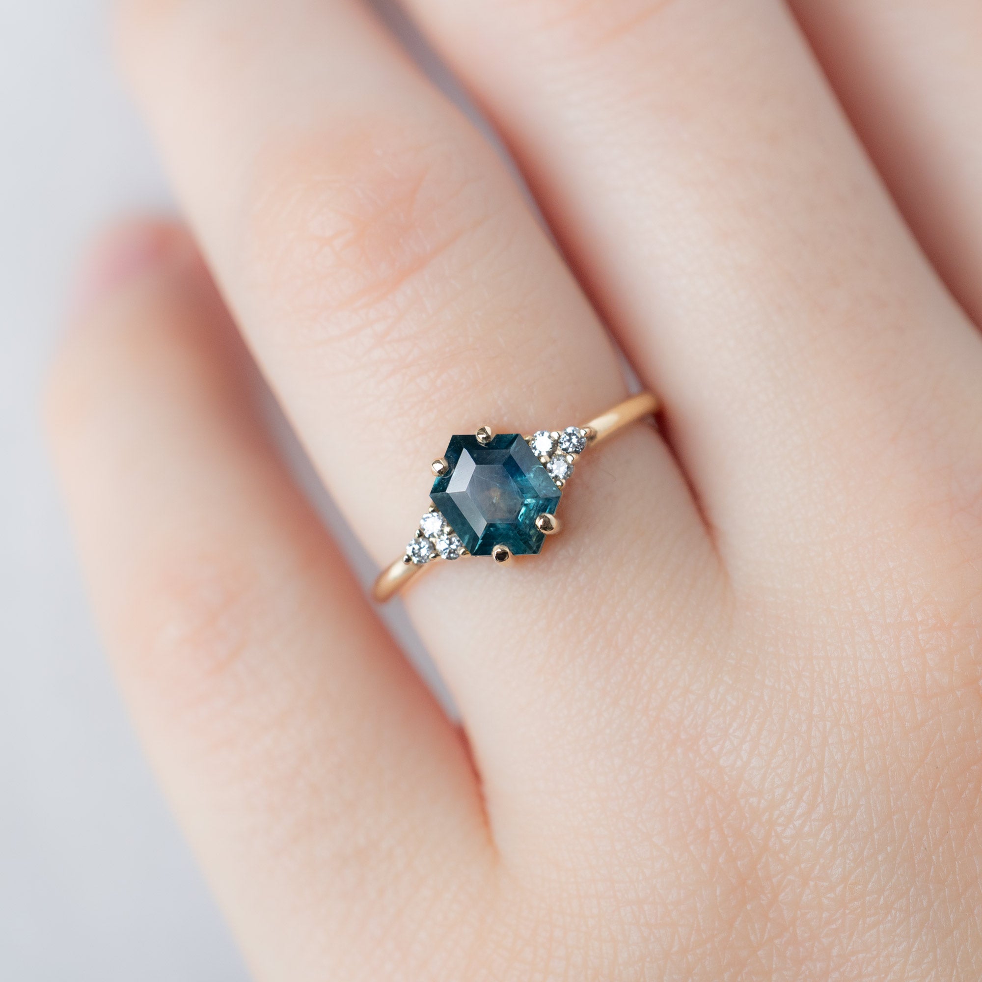 Alexis Russell  Engagement Rings The Ivy Ring | 1.22ct Hexagon Blue Sapphire in 14K Yellow Gold