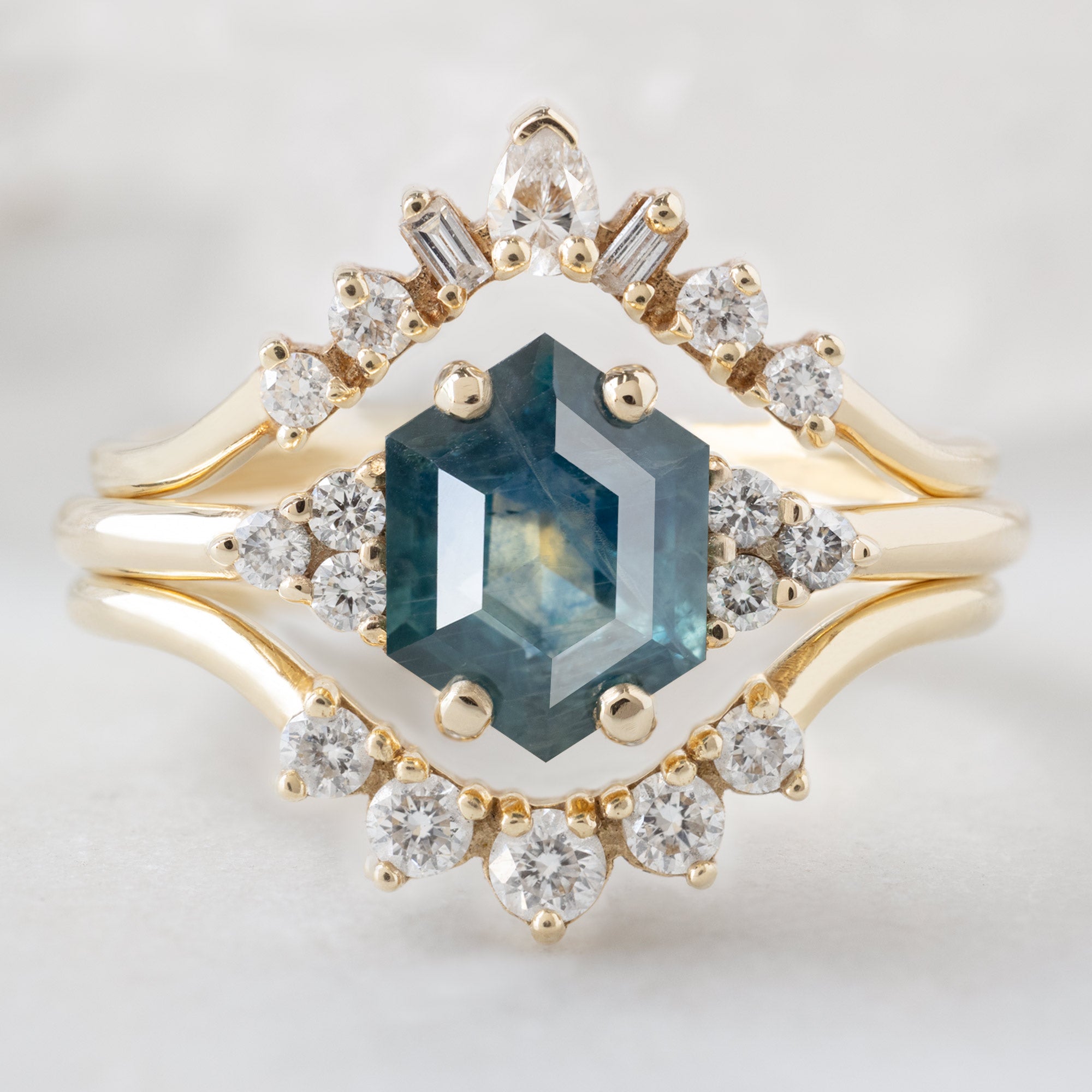 Alexis Russell  Engagement Rings The Ivy Ring | 1.22ct Hexagon Blue Sapphire in 14K Yellow Gold