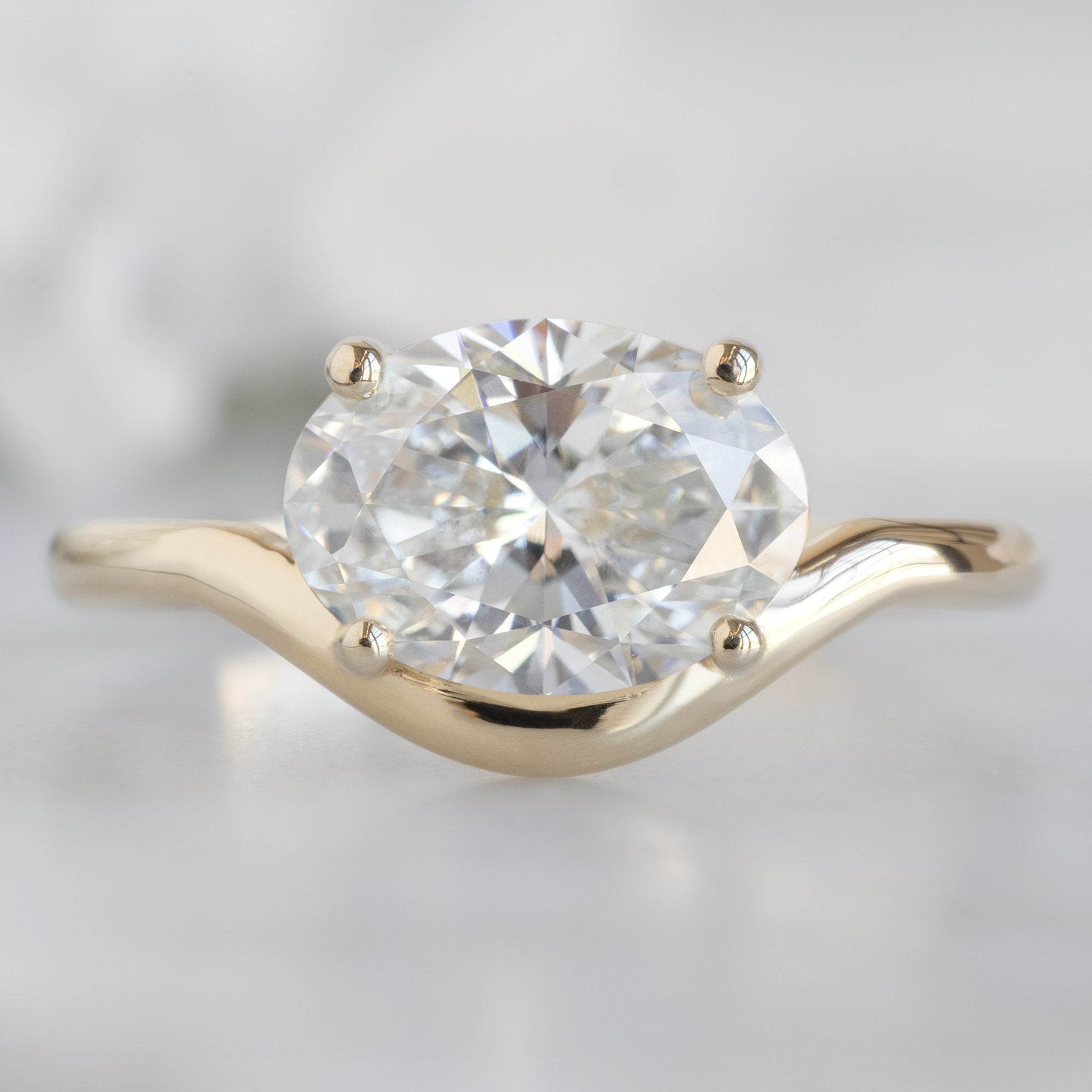 Alexis Russell Engagement Rings The Wave Ring | 1.59ct Oval Lab Grown White Diamond in 14K Yellow Gold