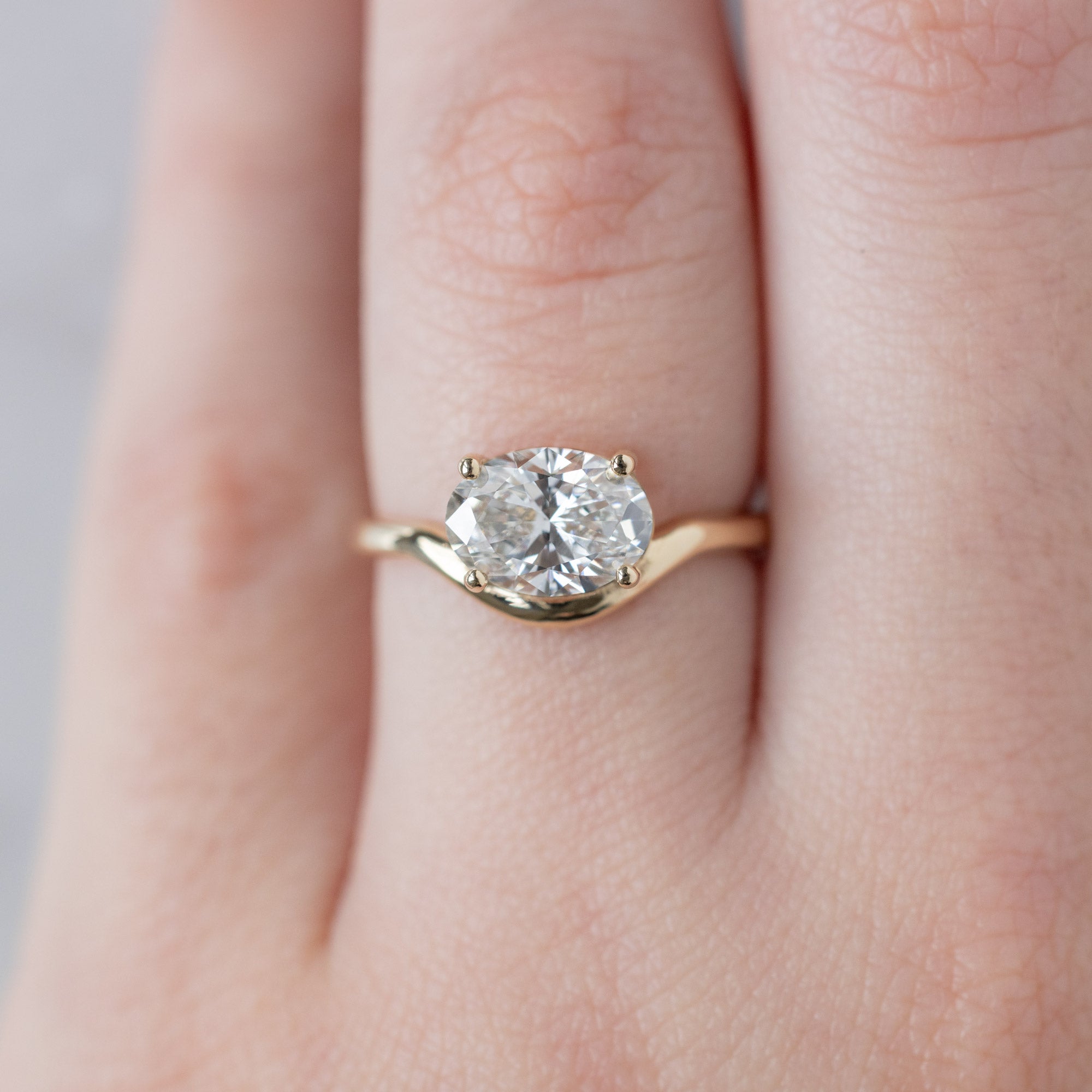 Alexis Russell Engagement Rings The Wave Ring | 1.59ct Oval Lab Grown White Diamond in 14K Yellow Gold