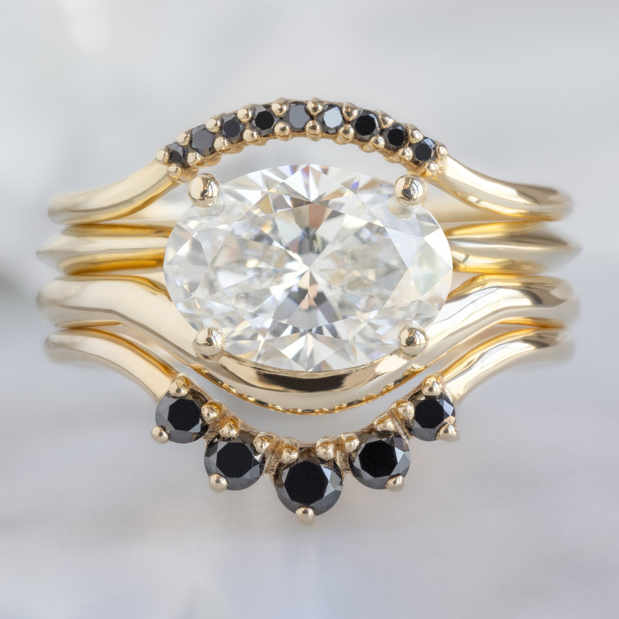 Alexis Russell Engagement Rings The Wave Ring | 1.59ct Oval Lab Grown White Diamond in 14K Yellow Gold