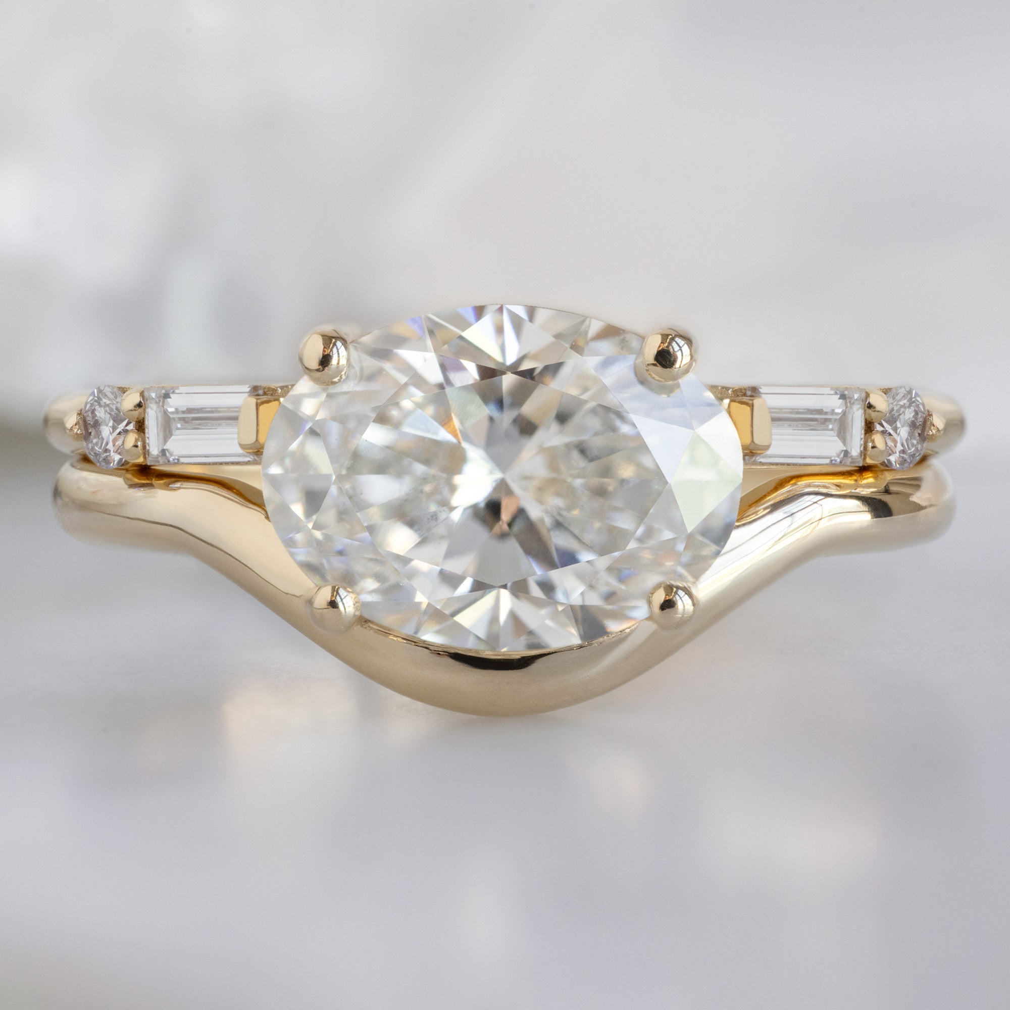 Alexis Russell Engagement Rings The Wave Ring | 1.59ct Oval Lab Grown White Diamond in 14K Yellow Gold