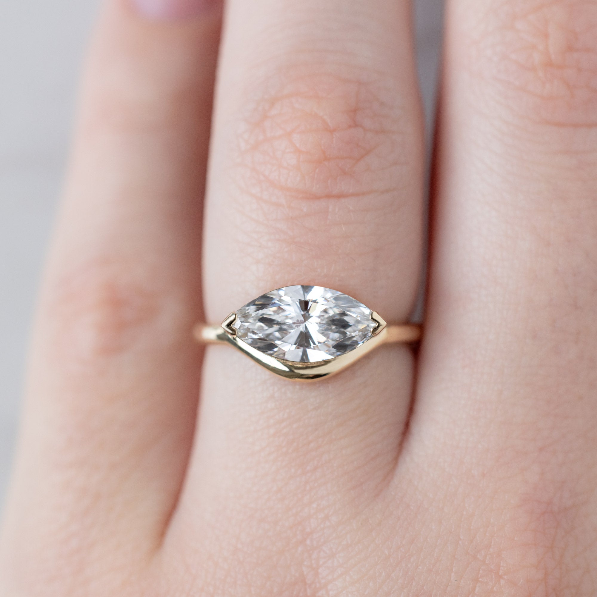 Alexis Russell  Engagement Rings The Wave Ring | 1.50ct Marquise Lab Grown White Diamond in 14K Yellow Gold