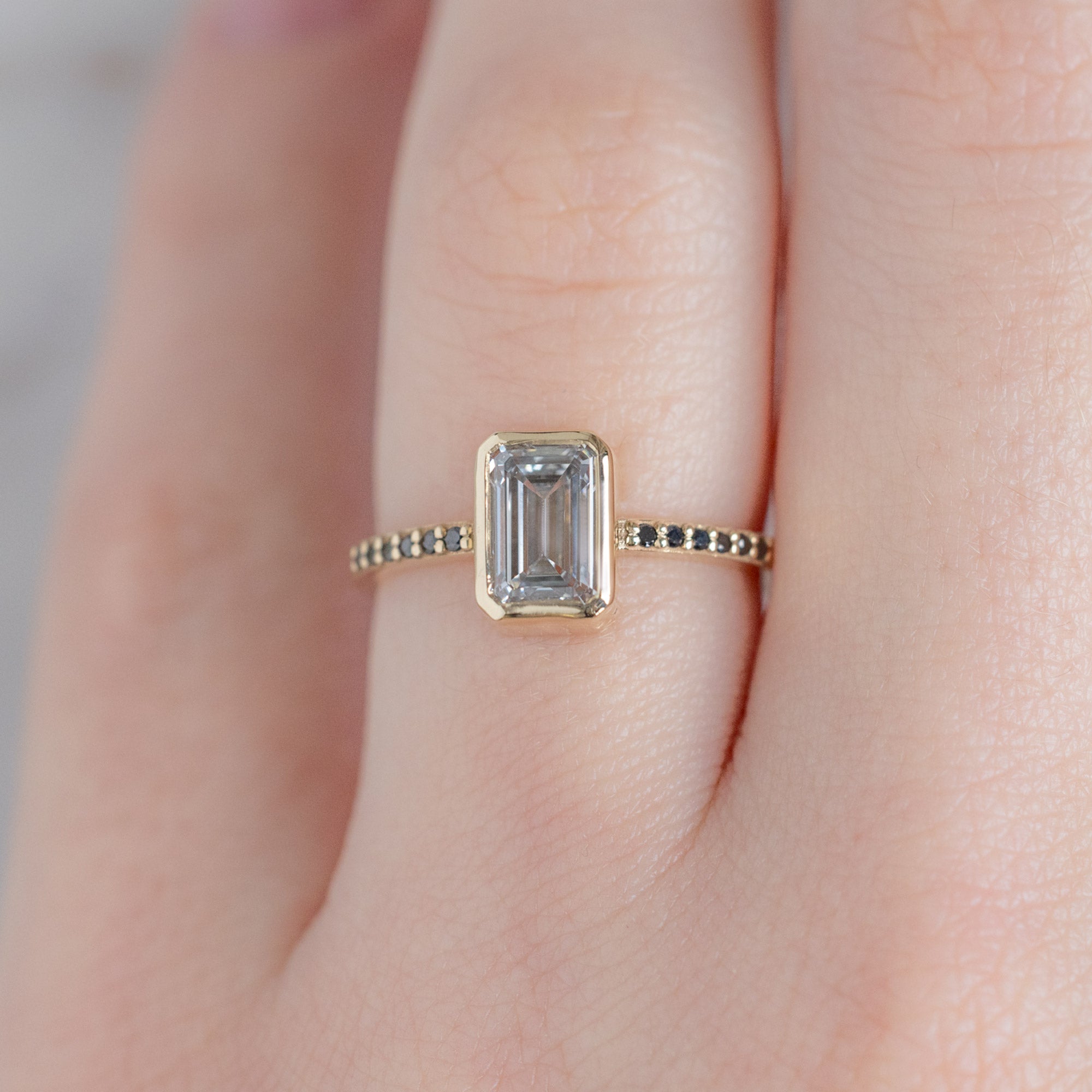Alexis Russell  Engagement Rings The Willow Ring | 1.51ct Emerald Cut Lab Grown White Diamond in 14K Yellow Gold