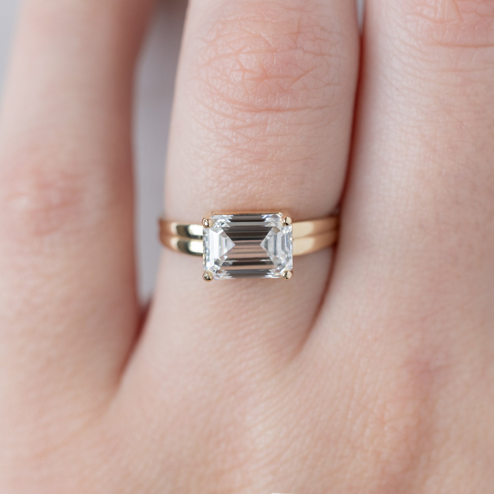 Alexis Russell  Engagement Rings The Stratum Ring | 1.96ct Emerald Cut Lab Grown White Diamond in 14K Yellow Gold