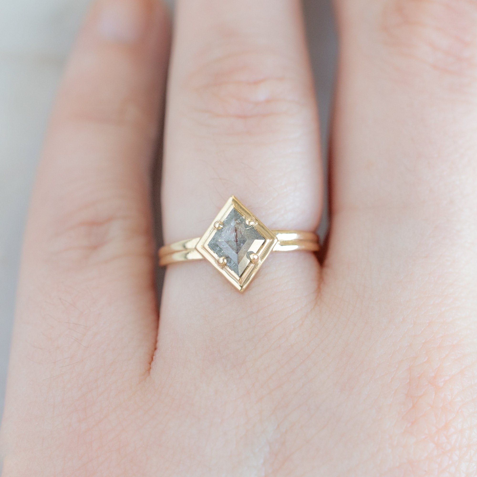 Alexis Russell  Engagement Rings The Stratum Ring | .65ct Kite Salt and Pepper Diamond in 14K Yellow Gold