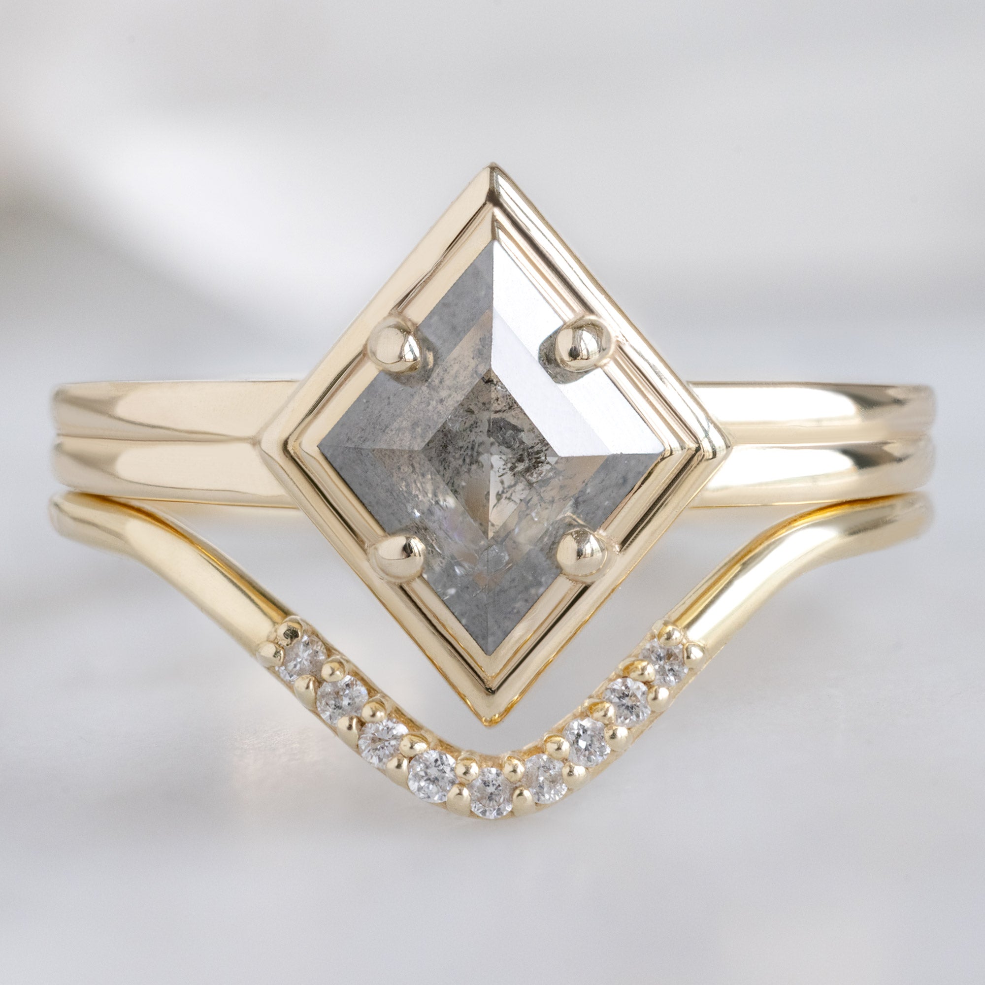 Alexis Russell  Engagement Rings The Stratum Ring | .65ct Kite Salt and Pepper Diamond in 14K Yellow Gold