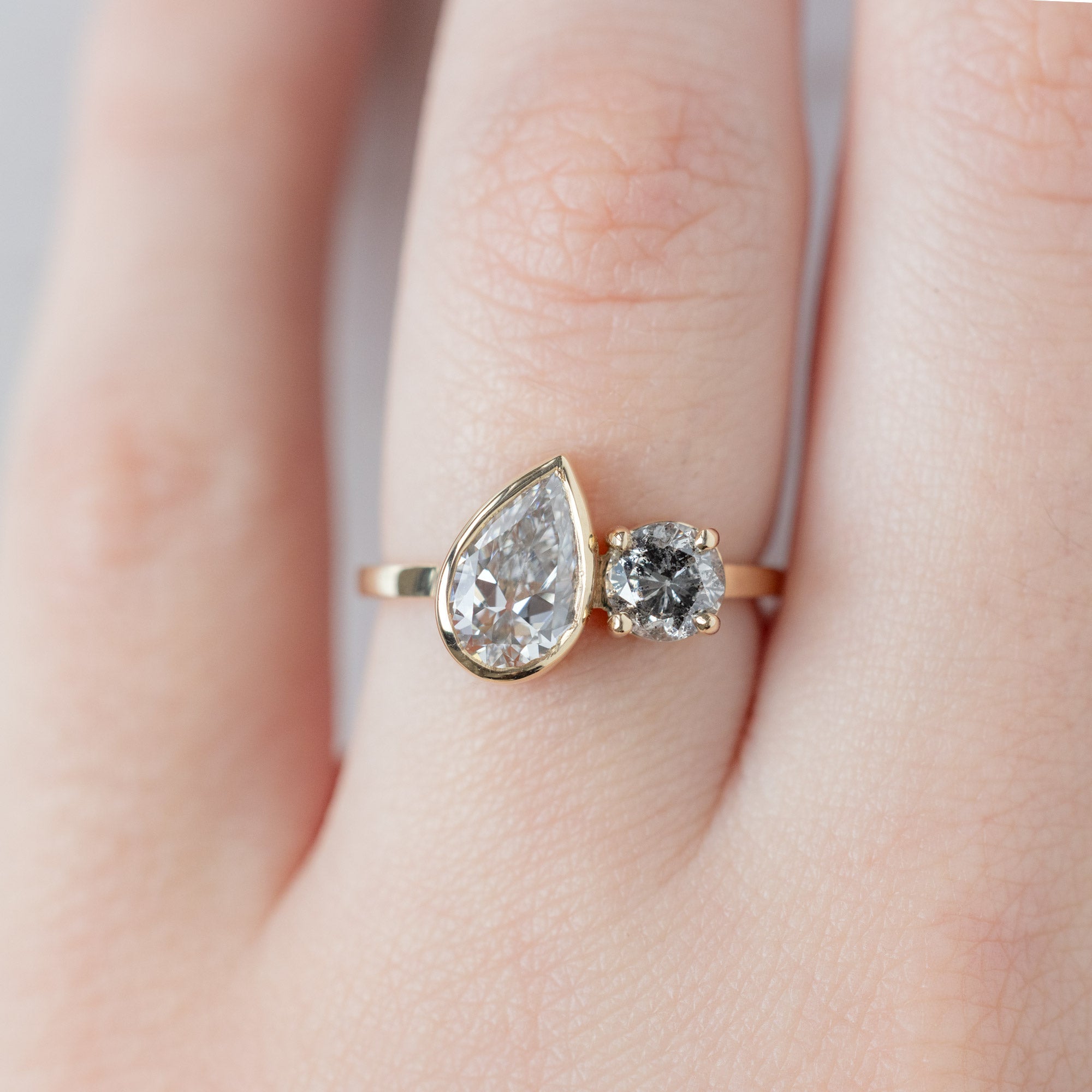Alexis Russell  Engagement Rings The You and Me Ring | 1.25ct Pear Lab Grown White Diamond in 14K Yellow Gold