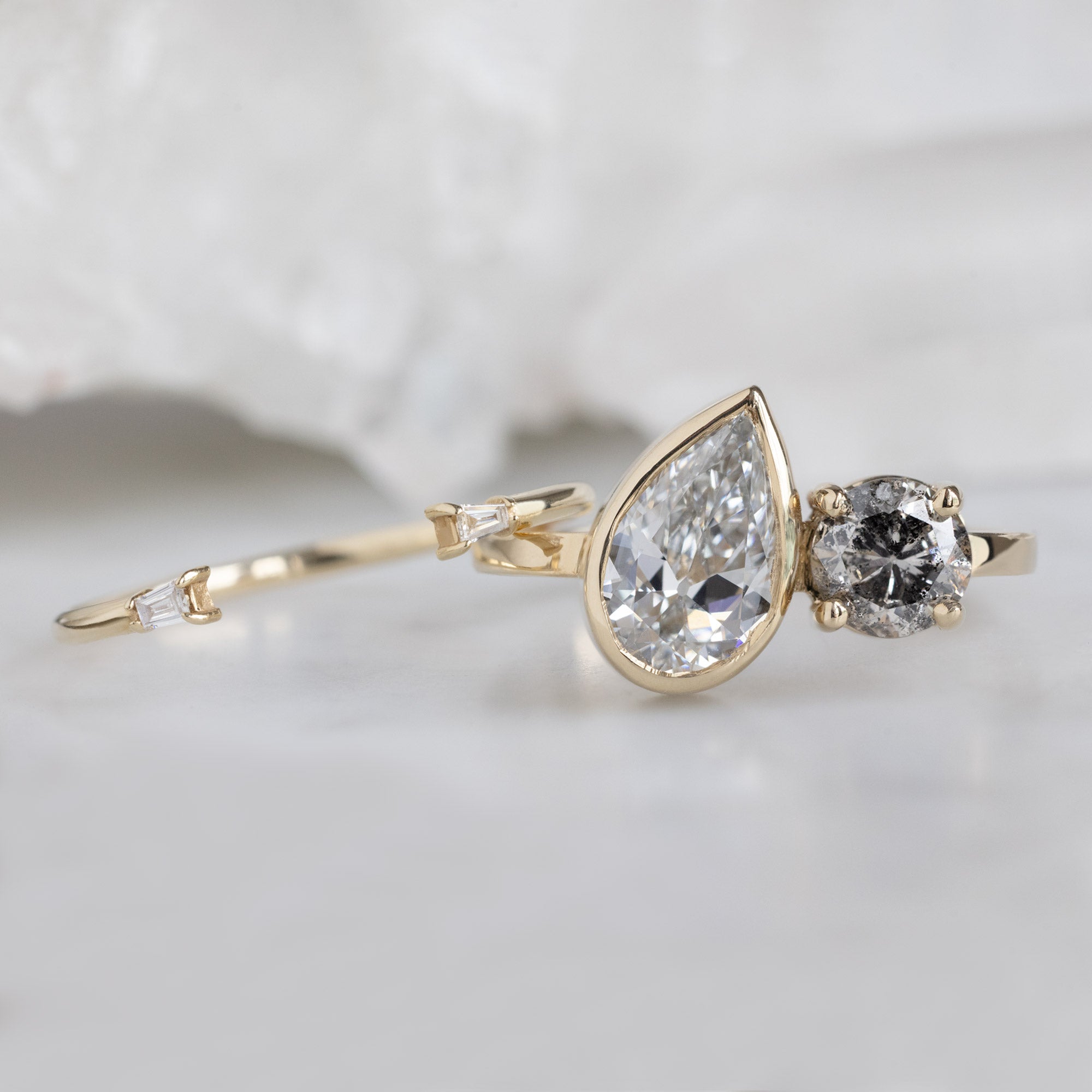 Alexis Russell  Engagement Rings The You and Me Ring | 1.25ct Pear Lab Grown White Diamond in 14K Yellow Gold