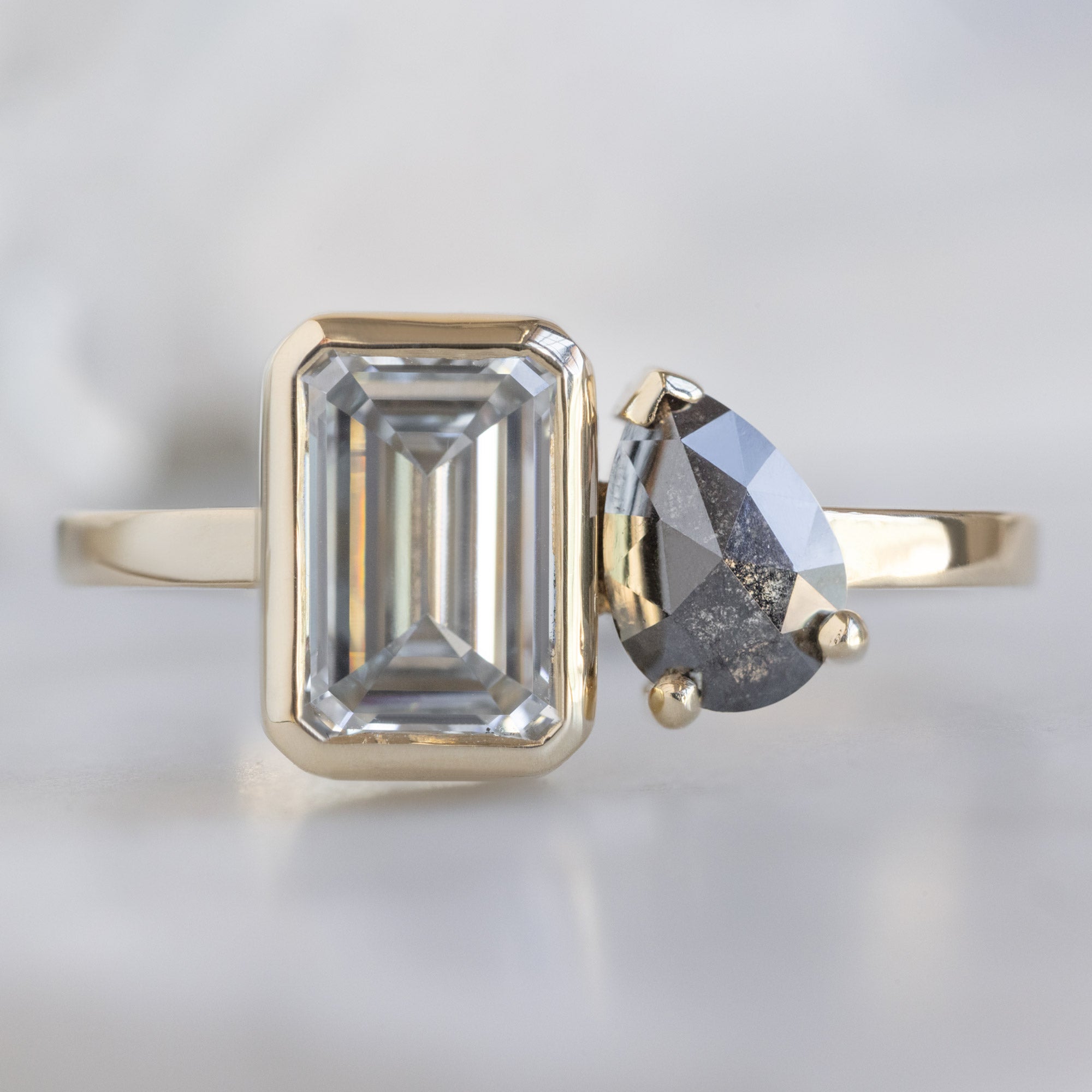 Alexis Russell  Engagement Rings The You and Me Ring | 1.5ct Emerald Cut Lab Grown White Diamond in 14K Yellow Gold