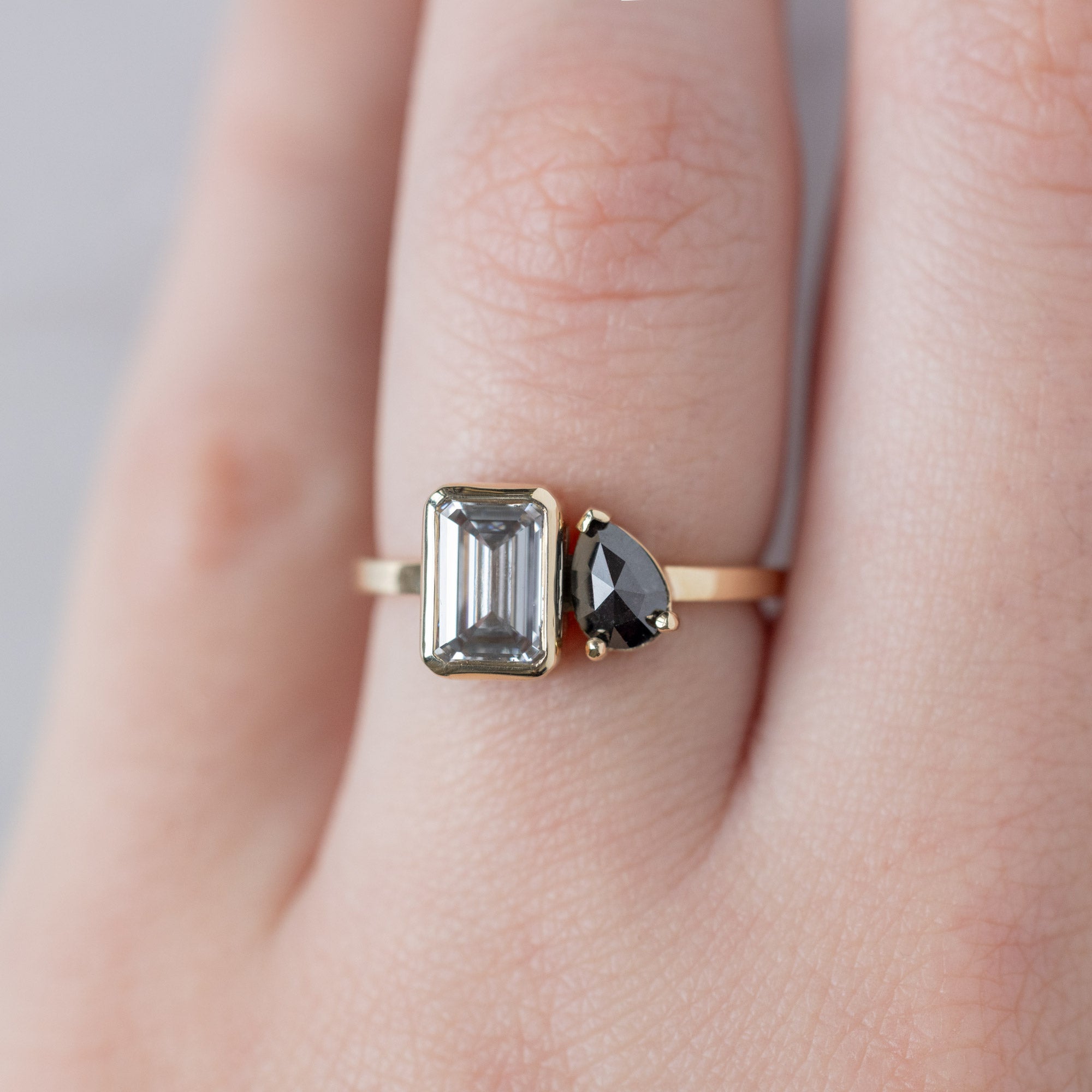 Alexis Russell  Engagement Rings The You and Me Ring | 1.5ct Emerald Cut Lab Grown White Diamond in 14K Yellow Gold