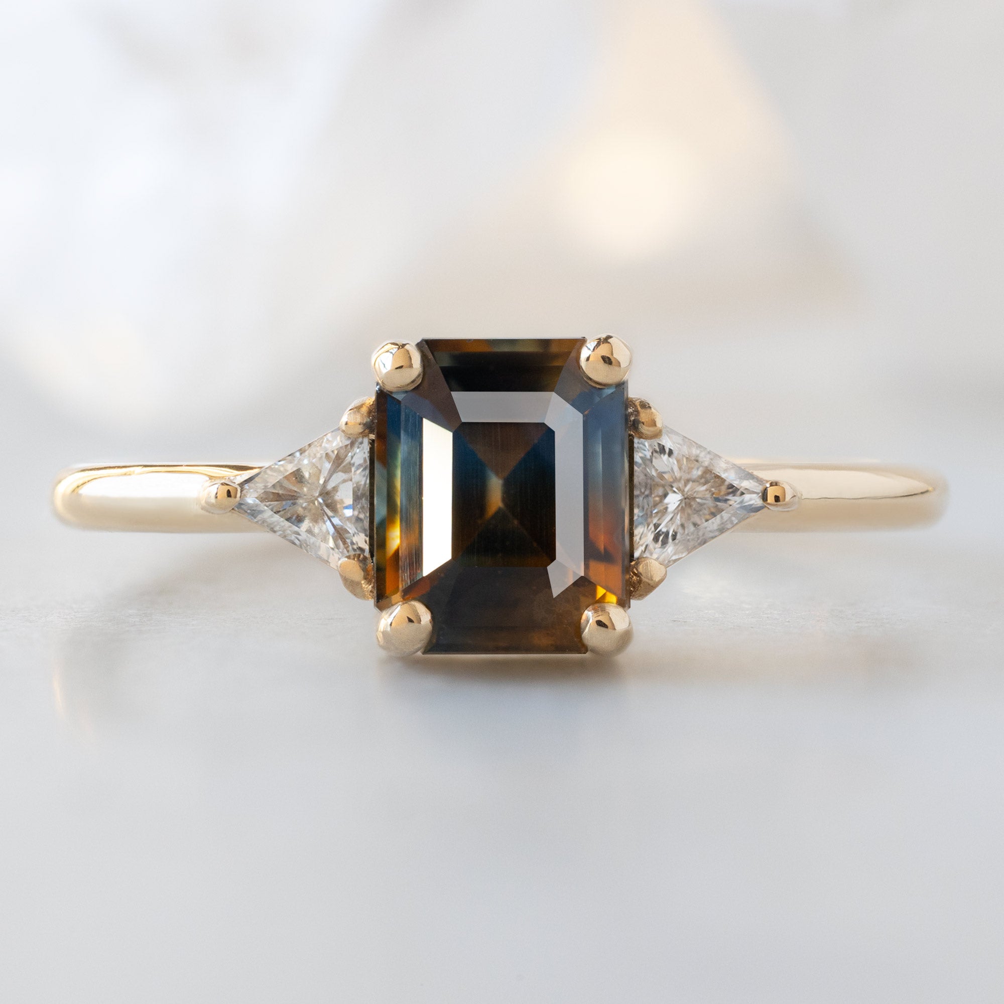 Alexis Russell  Engagement Rings The Jade Ring | 1.19ct Emerald Cut Parti Sapphire in 14K Yellow Gold