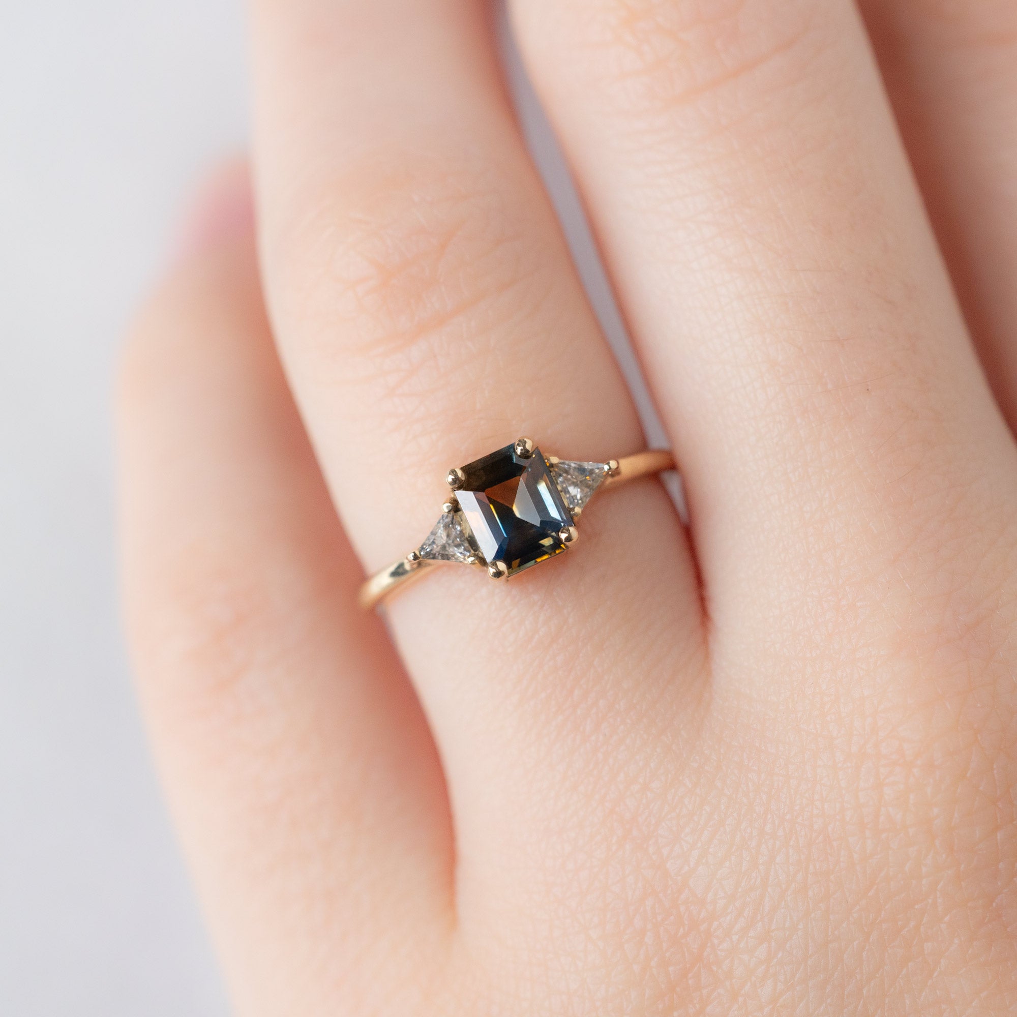 Alexis Russell  Engagement Rings The Jade Ring | 1.19ct Emerald Cut Parti Sapphire in 14K Yellow Gold