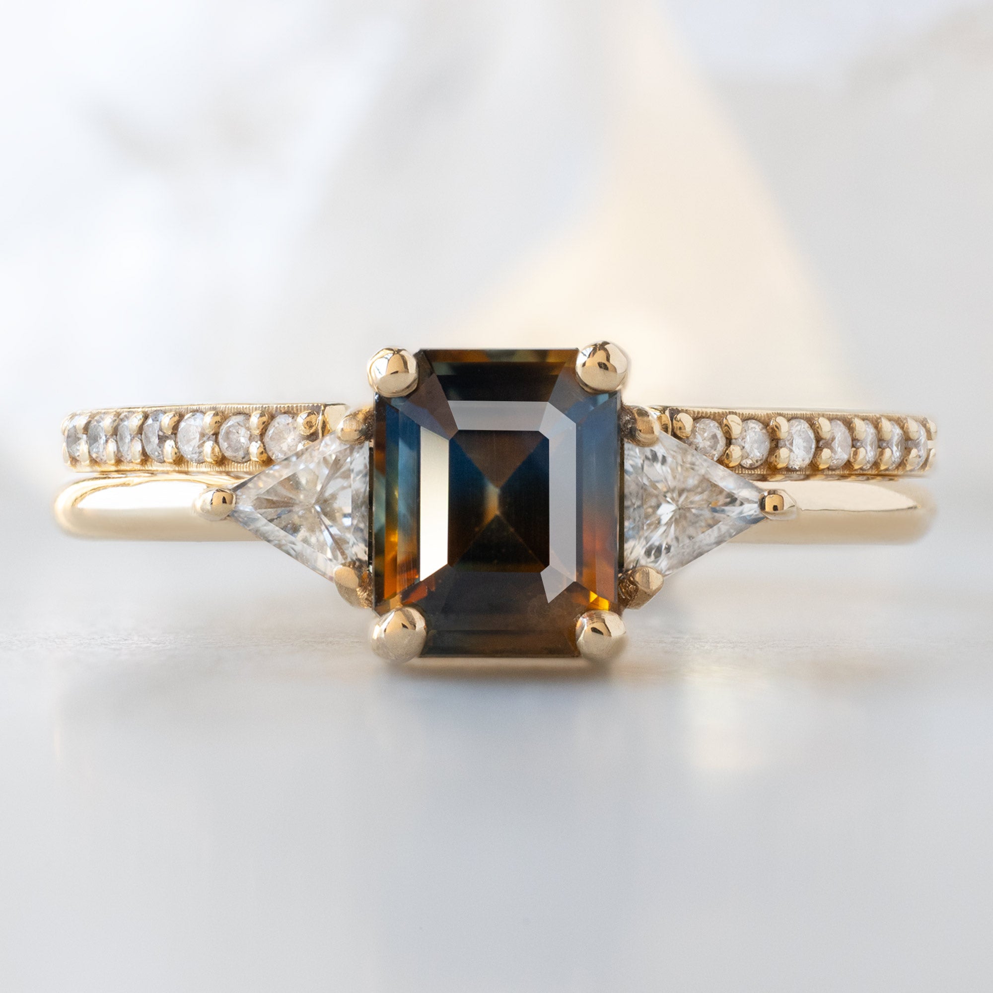 Alexis Russell  Engagement Rings The Jade Ring | 1.19ct Emerald Cut Parti Sapphire in 14K Yellow Gold