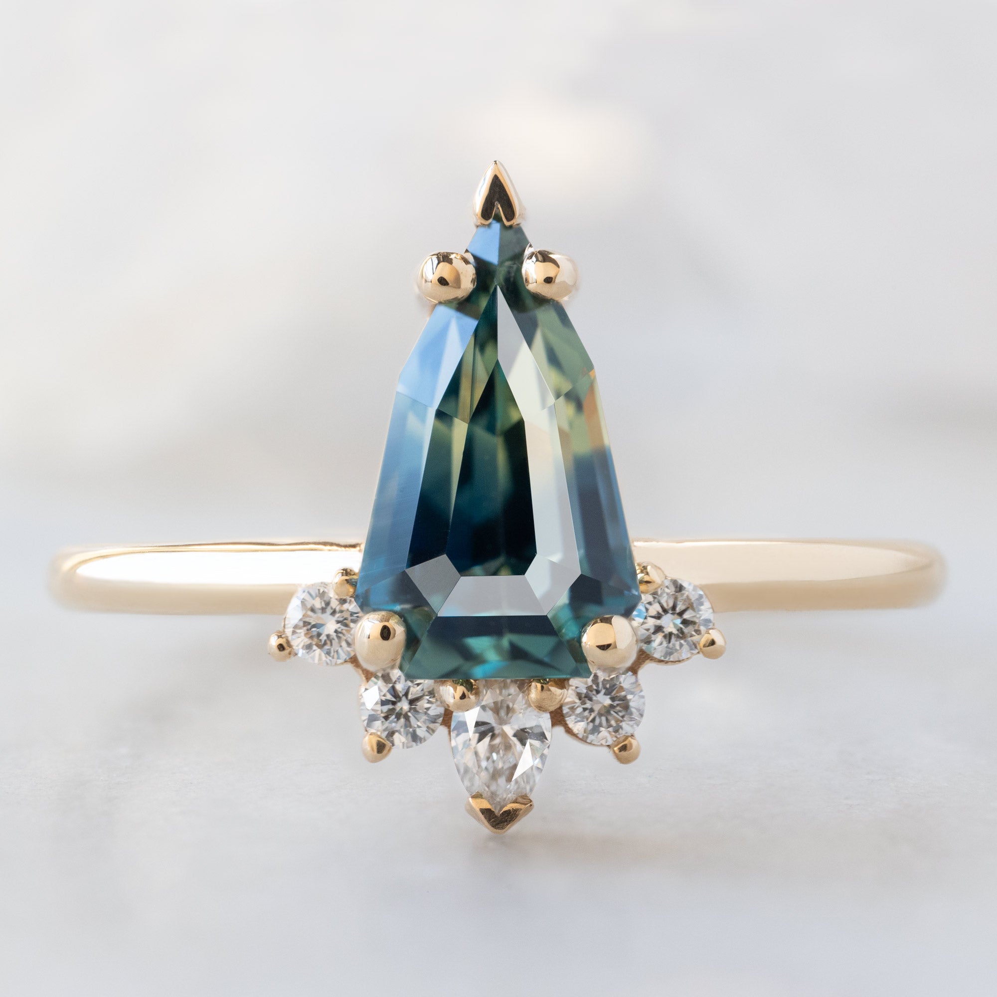 Alexis Russell  Engagement Rings The Aster Ring | 1.56ct Geometric Montana Parti Sapphire in 14K Yellow Gold