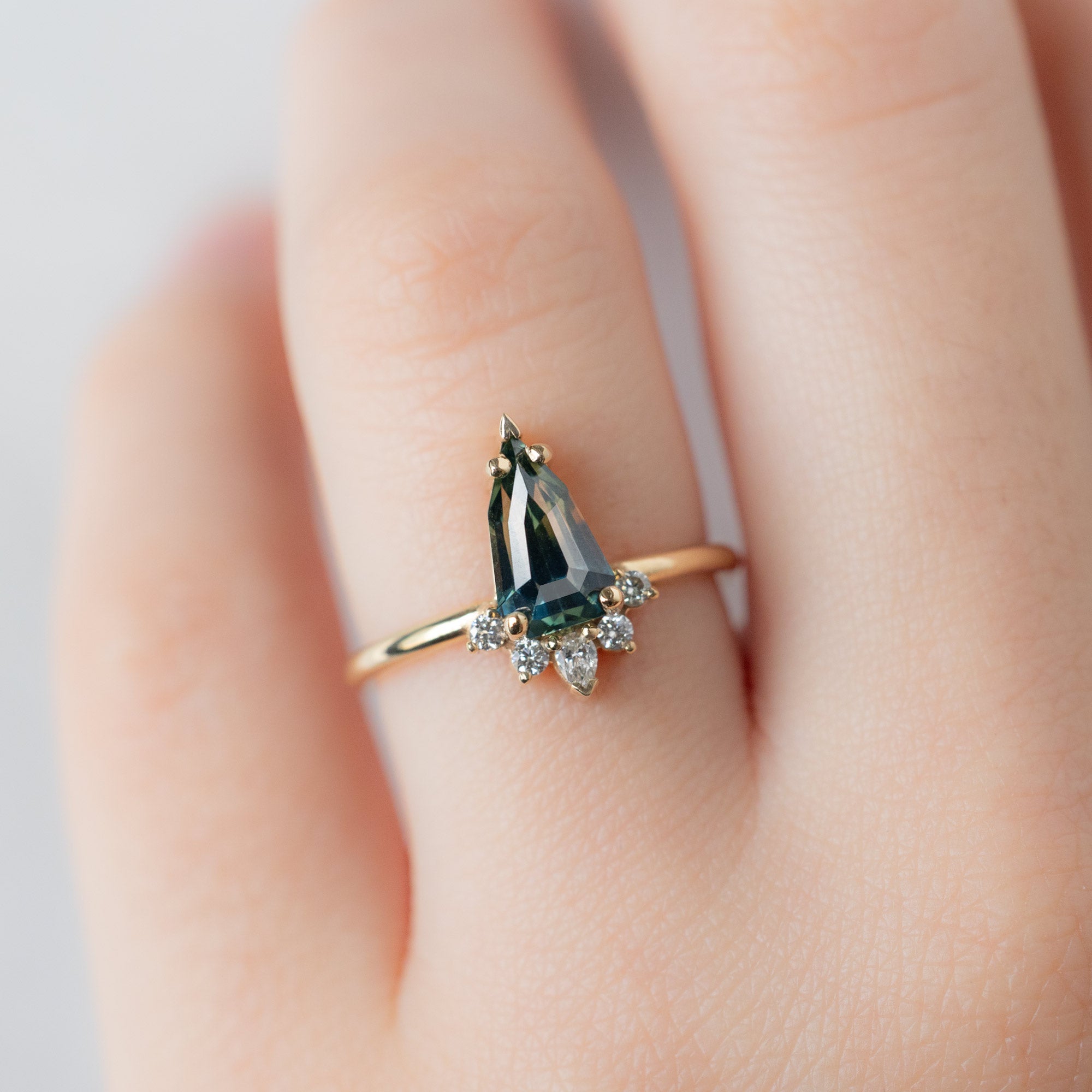 Alexis Russell  Engagement Rings The Aster Ring | 1.56ct Geometric Montana Parti Sapphire in 14K Yellow Gold