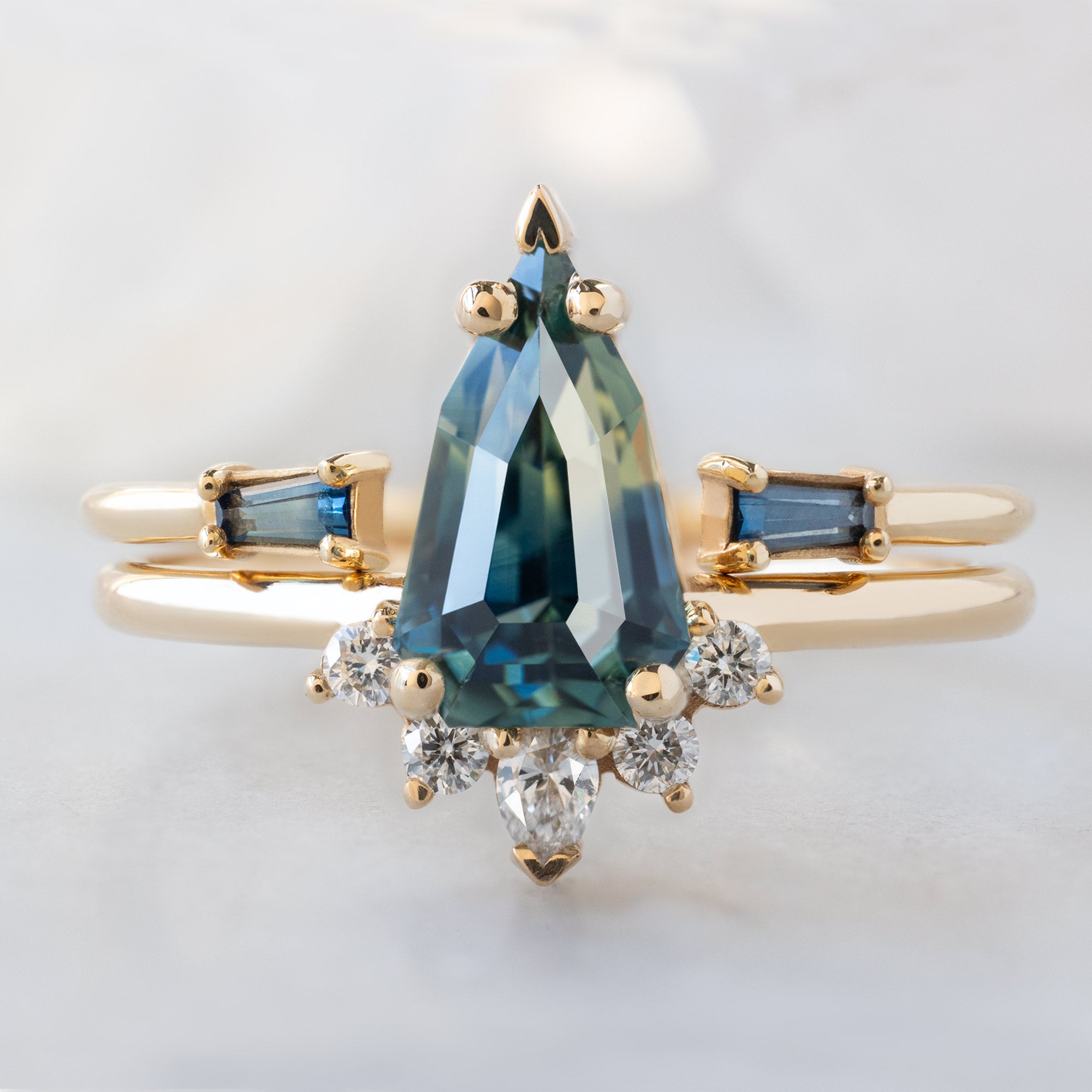 Alexis Russell  Engagement Rings The Aster Ring | 1.56ct Geometric Montana Parti Sapphire in 14K Yellow Gold