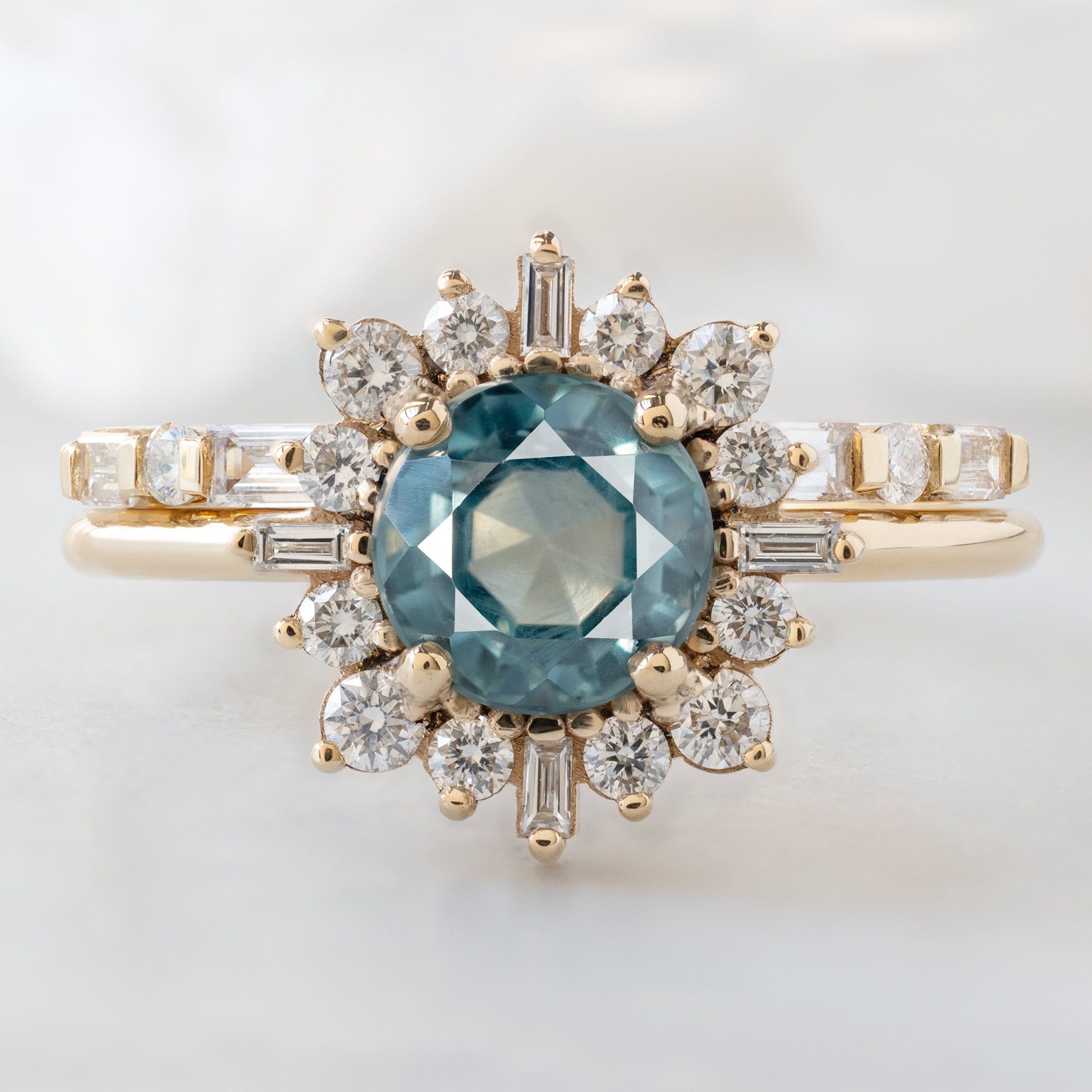 Alexis Russell  Engagement Rings The Compass Ring | 1.66ct Round Blue Sapphire in 14K Yellow Gold