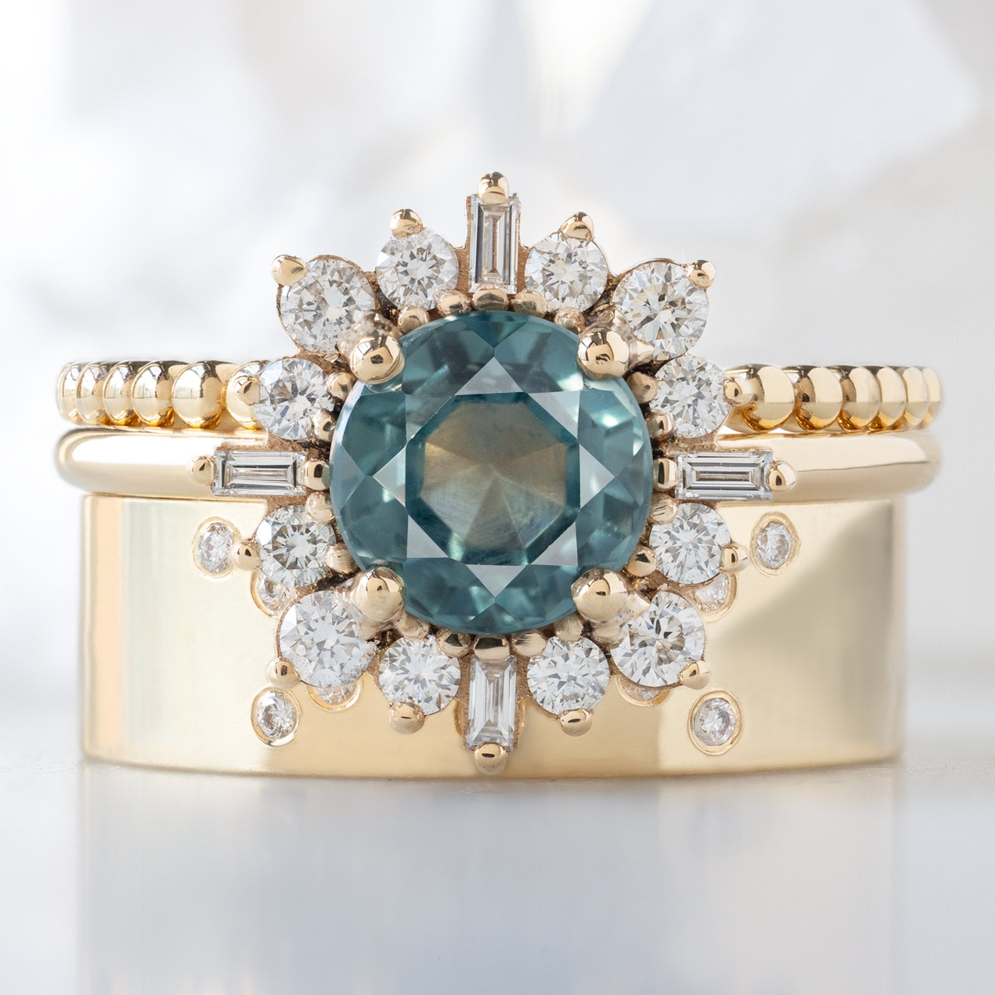 Alexis Russell  Engagement Rings The Compass Ring | 1.66ct Round Blue Sapphire in 14K Yellow Gold