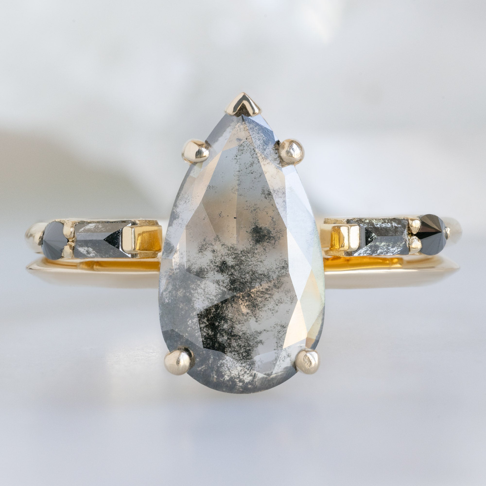 Alexis Russell  Engagement Rings The Sage Ring | 1.19ct Pear Lab Grown Salt and Pepper Diamond in 14K Yellow Gold