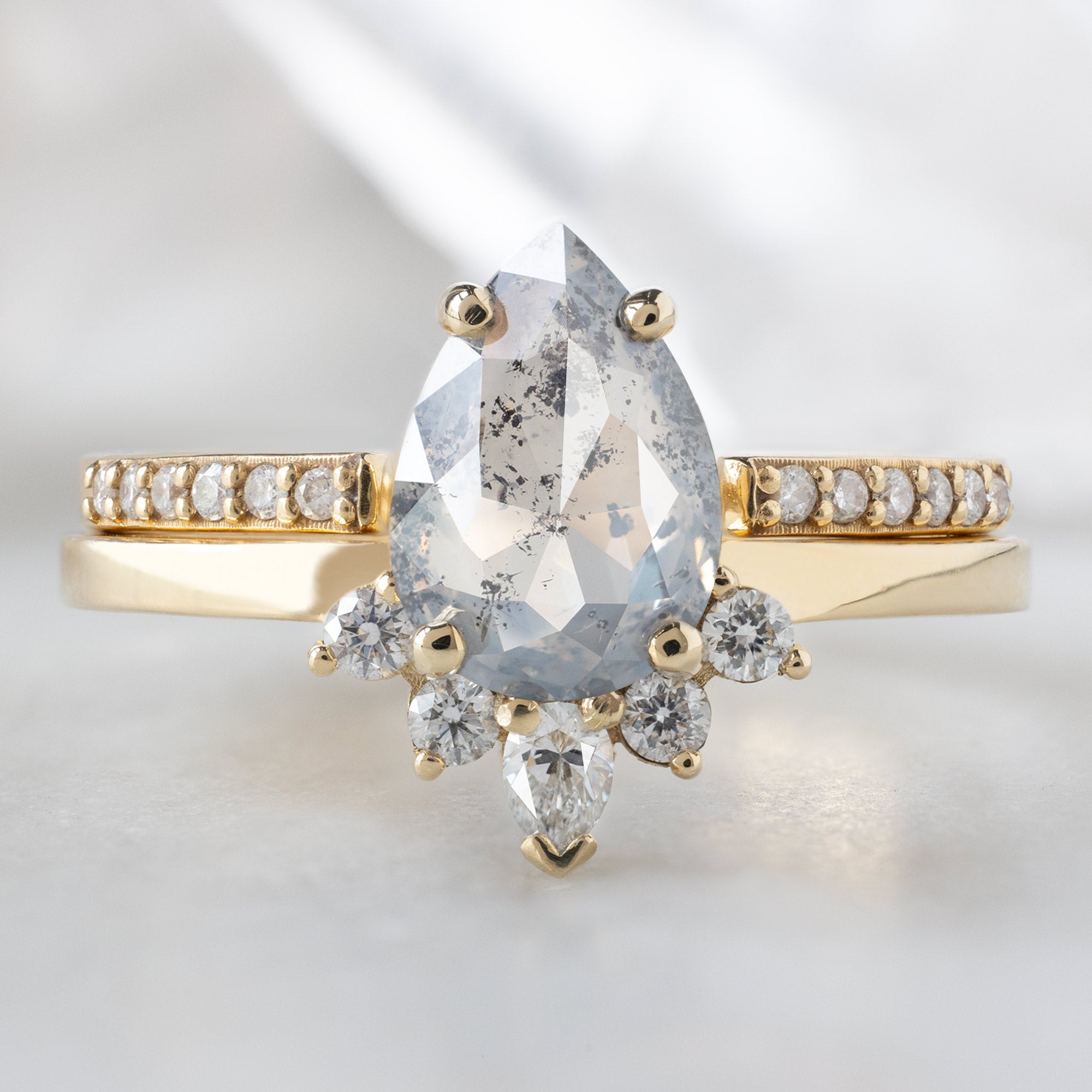 Alexis Russell  Engagement Rings The Aster Ring | 1.19ct Pear Salt and Pepper Diamond in 14K Yellow Gold