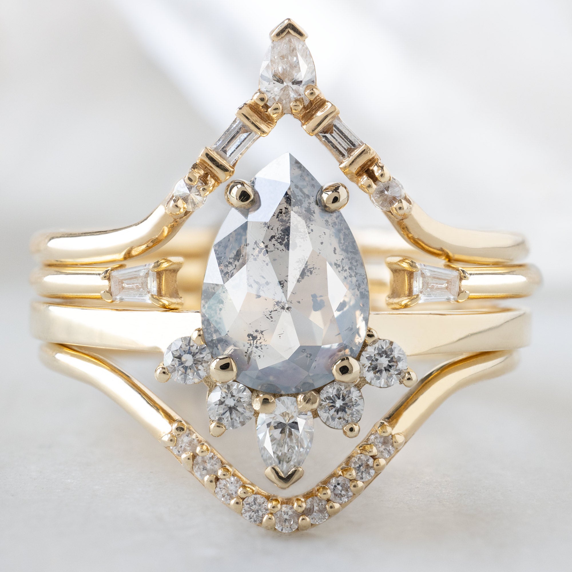 Alexis Russell  Engagement Rings The Aster Ring | 1.19ct Pear Salt and Pepper Diamond in 14K Yellow Gold