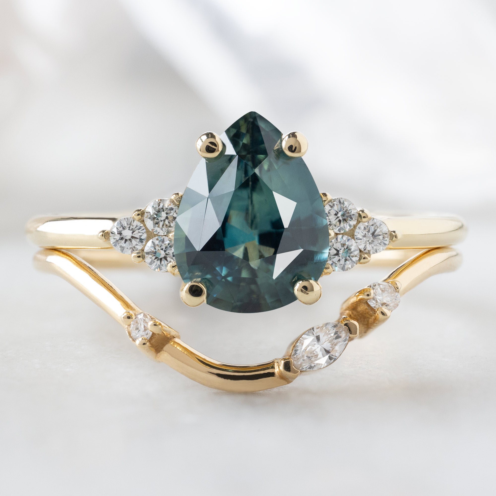 Alexis Russell  Engagement Rings The Ivy Ring | 1.37ct Pear Montana Sapphire in 14K Yellow Gold