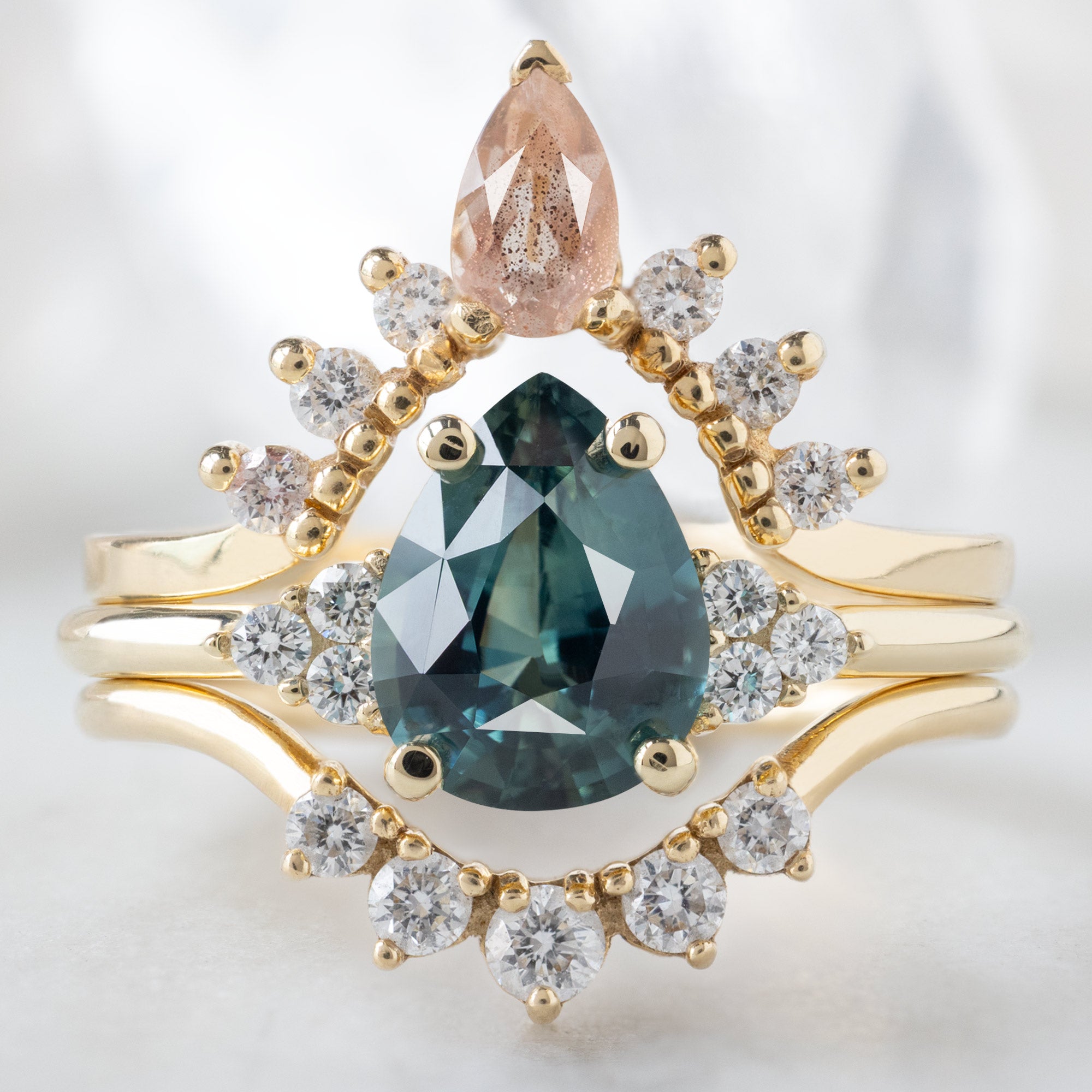 Alexis Russell  Engagement Rings The Ivy Ring | 1.37ct Pear Montana Sapphire in 14K Yellow Gold