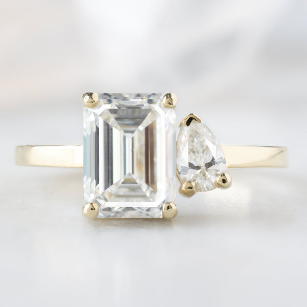 Alexis Russell  Engagement Rings The You and Me Ring | 1.74ct Lab Grown Emerald Cut White Diamond in 14K Yellow Gold