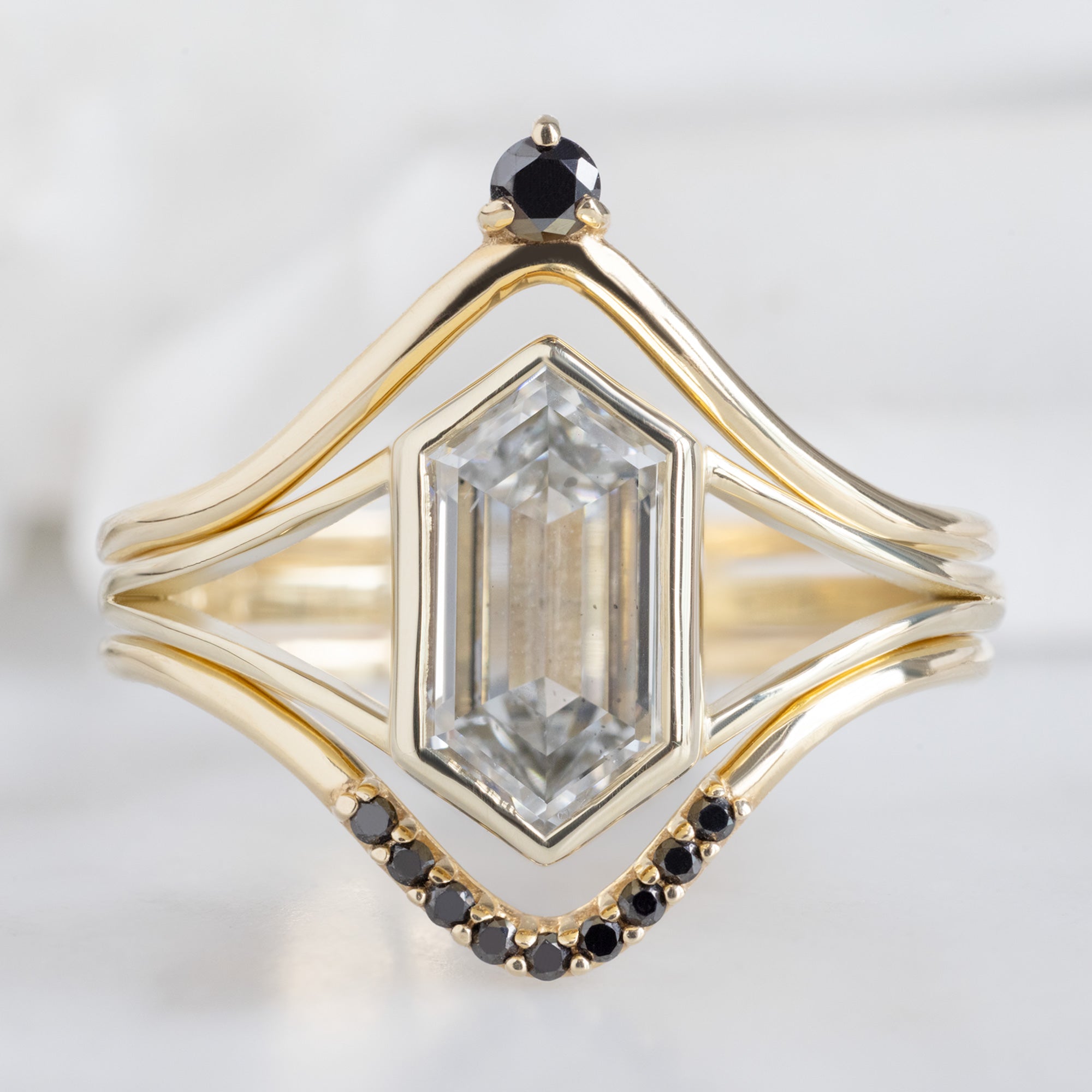 buy:black-diamond-crown-stacking-band-14k-or-18k-rose-gold,the-magnolia-ring-1-71ct-lab-grown-hexagon-white-diamond-in-14k-yellow-gold,black-diamond-pave-peak-stacking-band-14k-or-18k-rose-gold