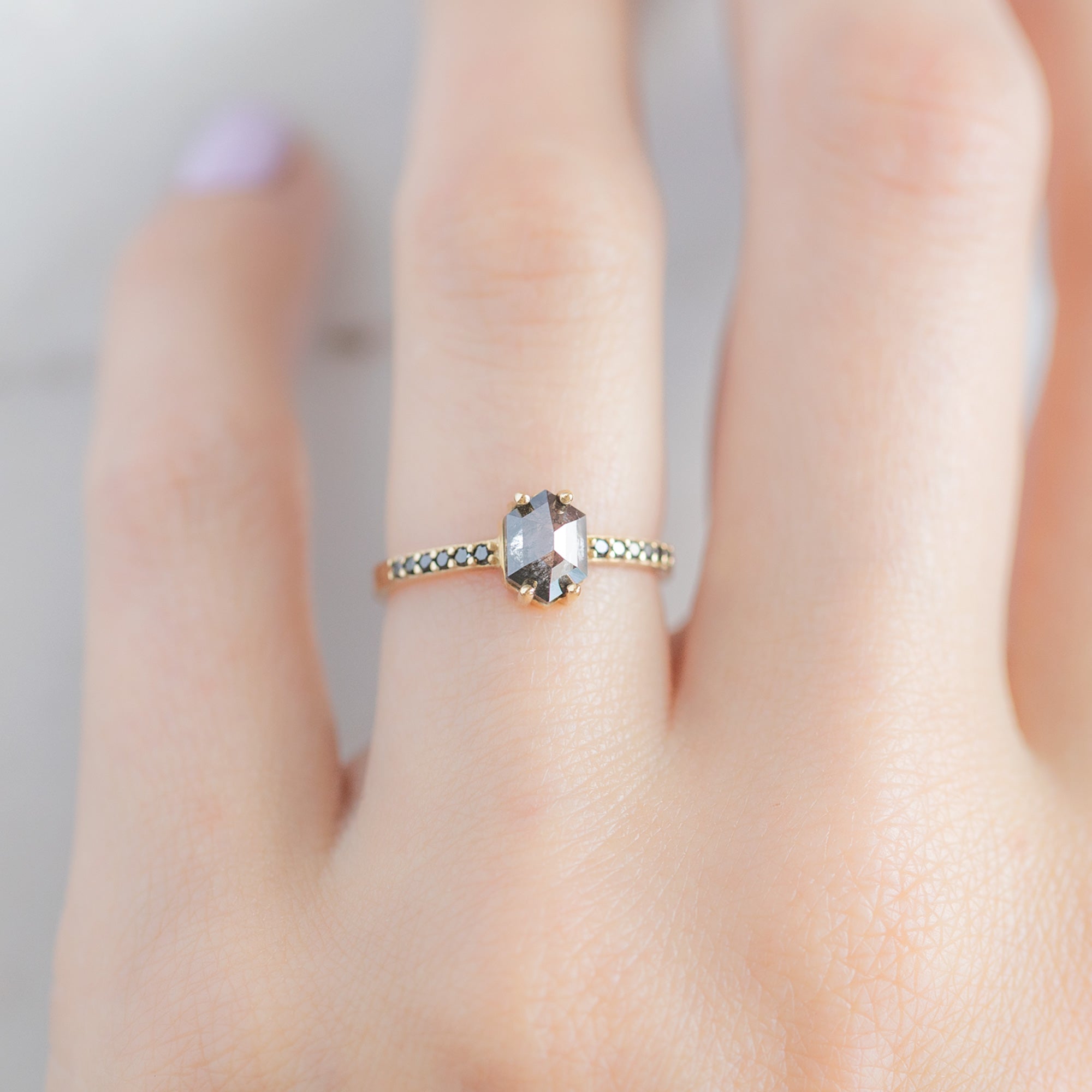 Alexis Russell  Engagement Rings The Willow Ring | Build Your Own Hexagon Salt and Pepper Diamond Engagement Ring