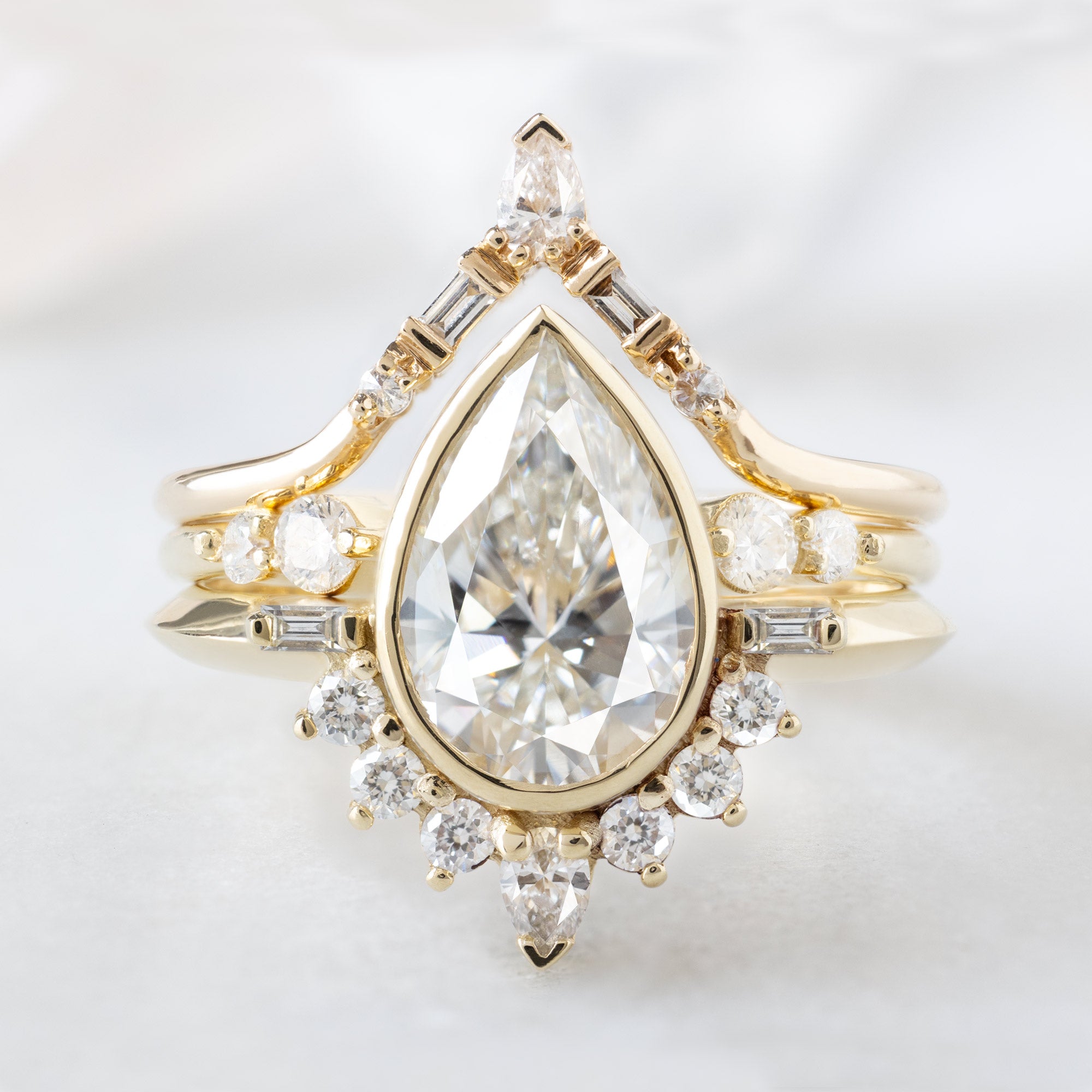 Alexis Russell  Engagement Rings The Posy Ring | 1.88ct Lab Grown Pear White Diamond in 14K Yellow Gold