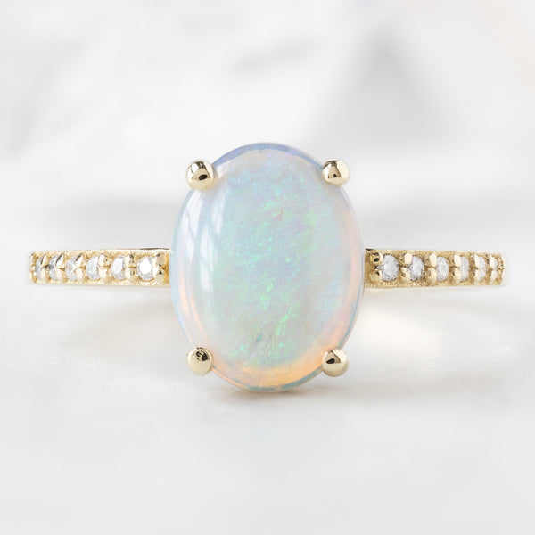 Alexis Russell  Engagement Rings The Willow Ring | 1.01ct Australian Cabochon Oval Opal in 14K Yellow Gold