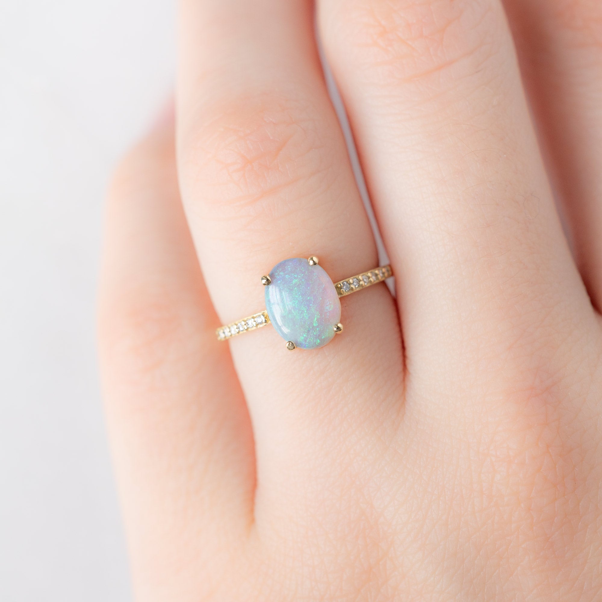 Alexis Russell  Engagement Rings The Willow Ring | 1.01ct Australian Cabochon Oval Opal in 14K Yellow Gold