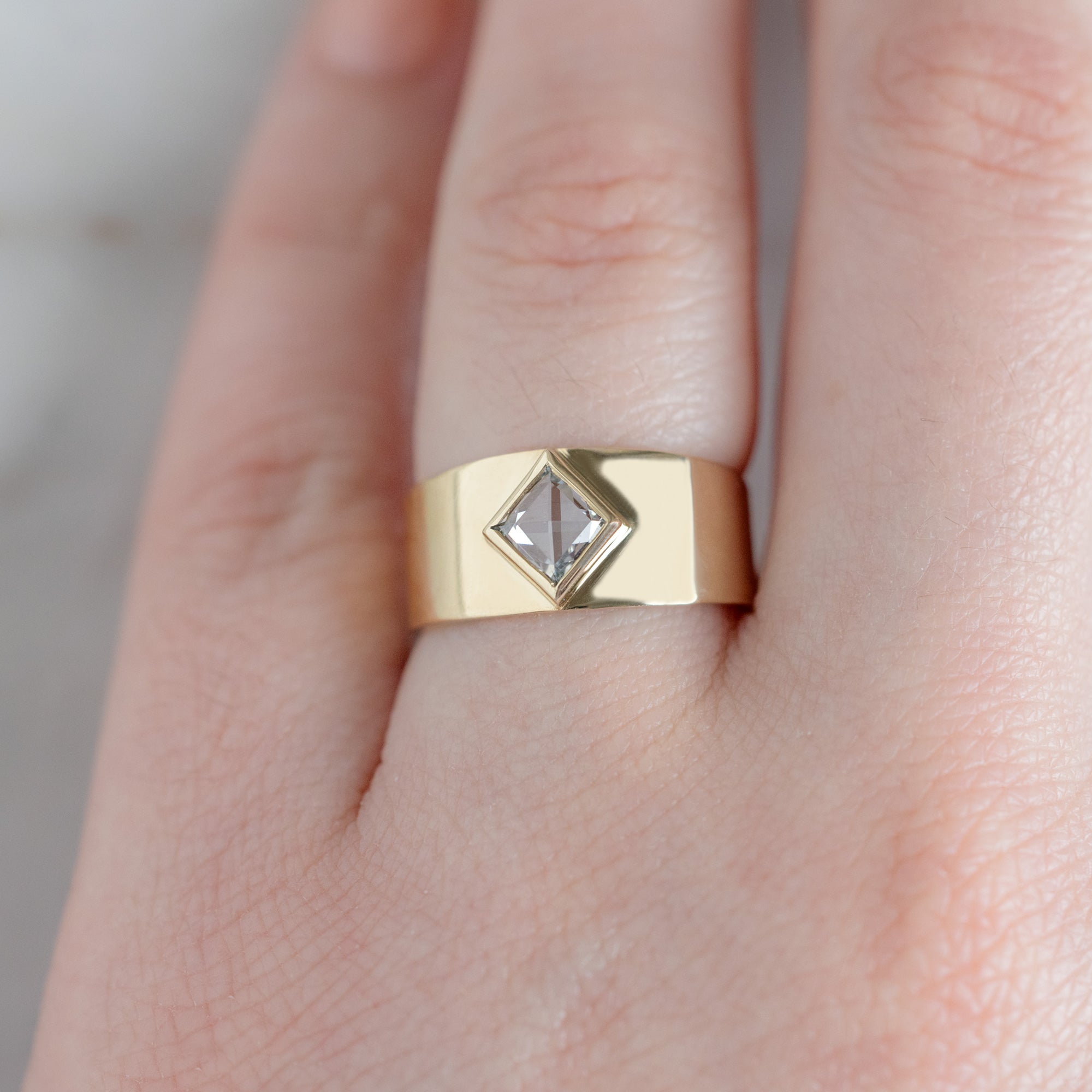 Alexis Russell  Engagement Rings The Cigar Ring | .54ct Natural Kite White Diamond in 14K Yellow Gold