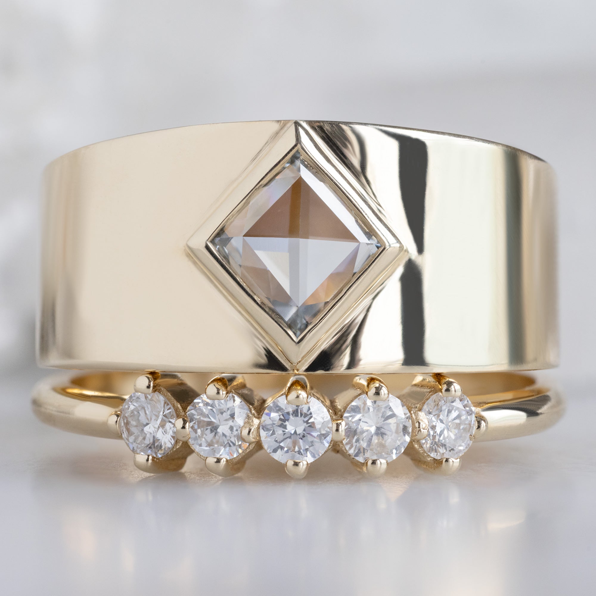 Alexis Russell  Engagement Rings The Cigar Ring | .54ct Natural Kite White Diamond in 14K Yellow Gold