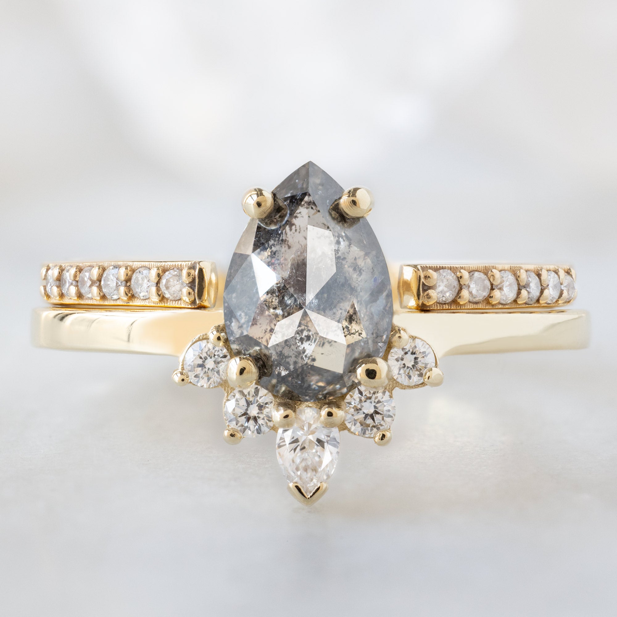 Alexis Russell  Engagement Rings The Aster Ring | .90ct Pear Salt and Pepper Diamond in 14K Yellow Gold