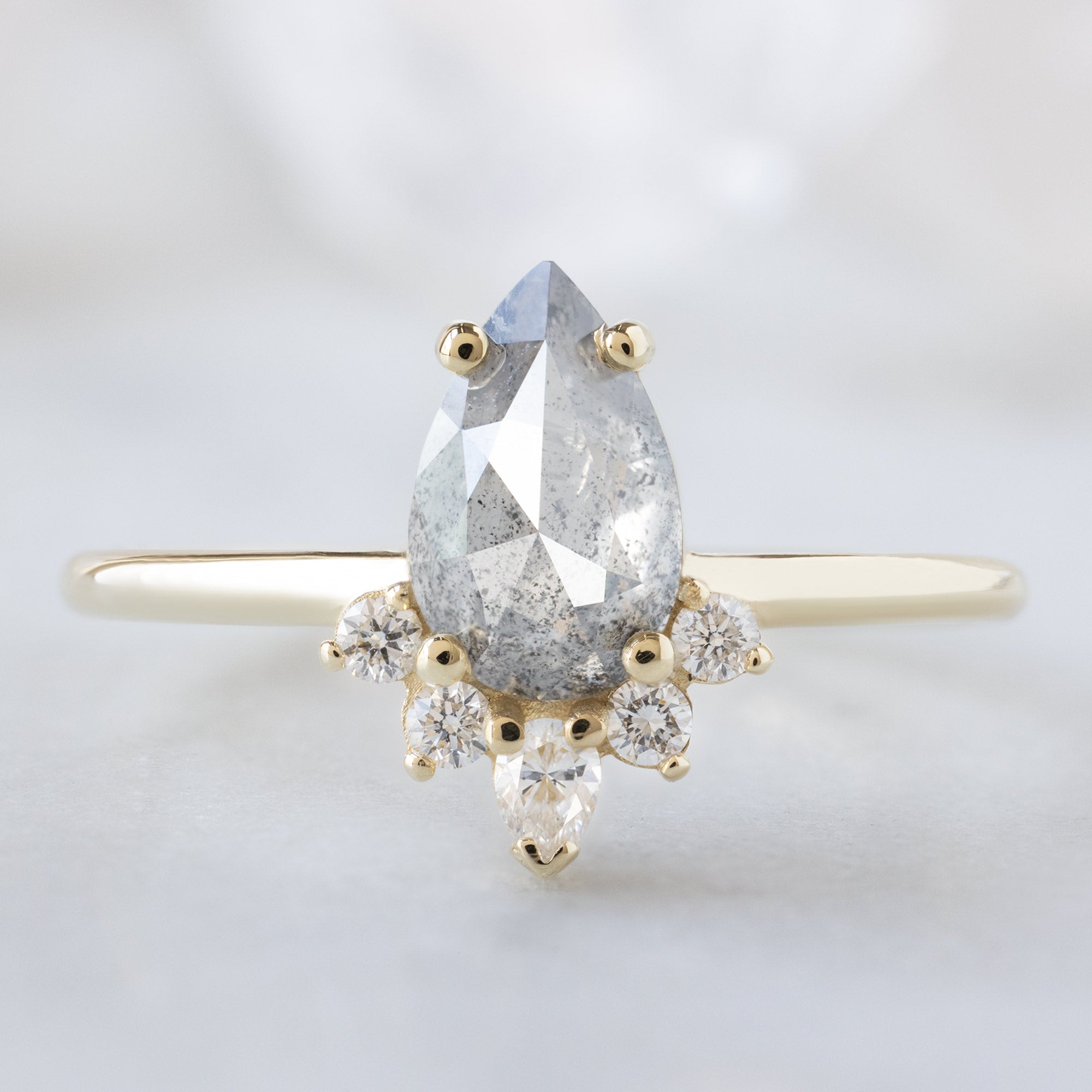 Alexis Russell  Engagement Rings The Aster Ring | 1.10ct Pear Salt and Pepper Diamond in 14K Yellow Gold